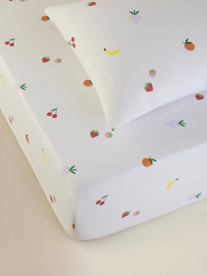 Mixed Fruits Single Fitted Sheet & Pillowcase Set