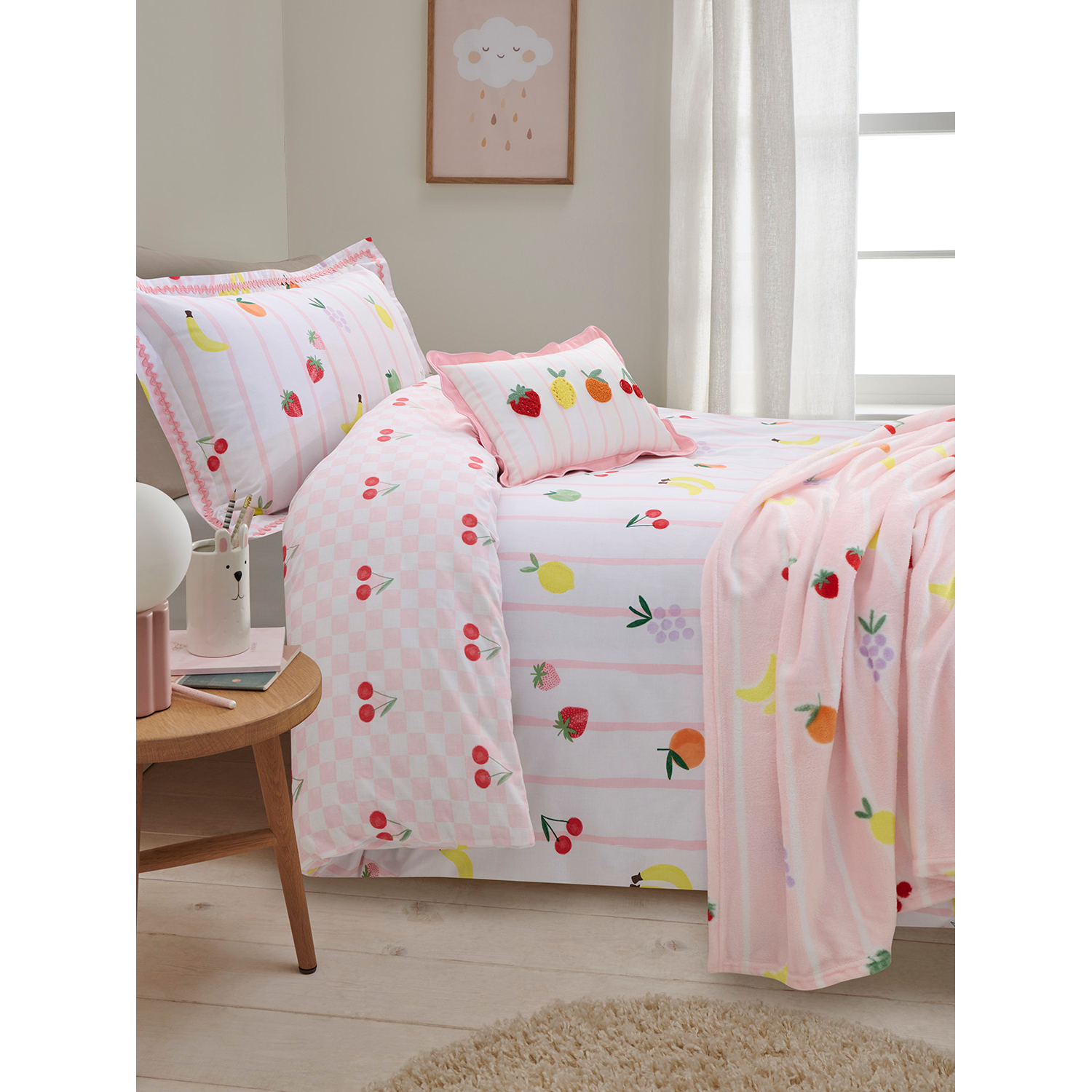 George Multi Mixed Fruit Ric Rac Trim Reversible Duvet Set