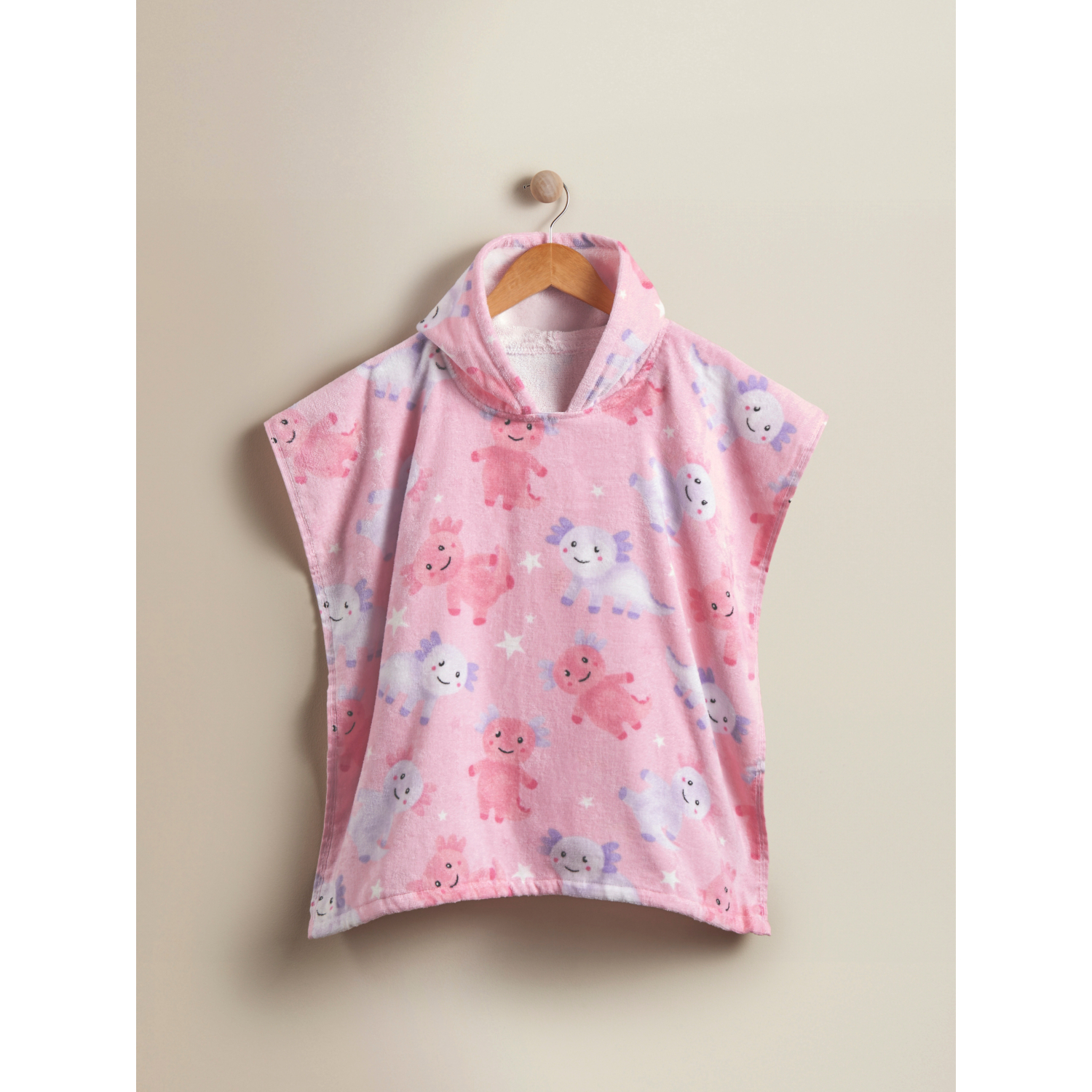 George Pink & Purple Axolotl Printed Cotton Poncho 3-5 Years