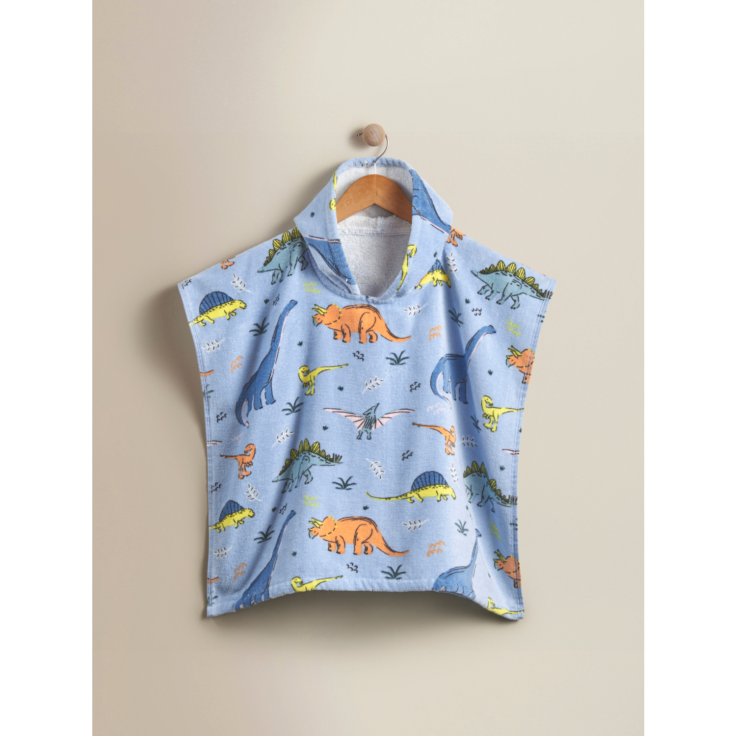 George Blue Dino Cotton Hooded Poncho Towel