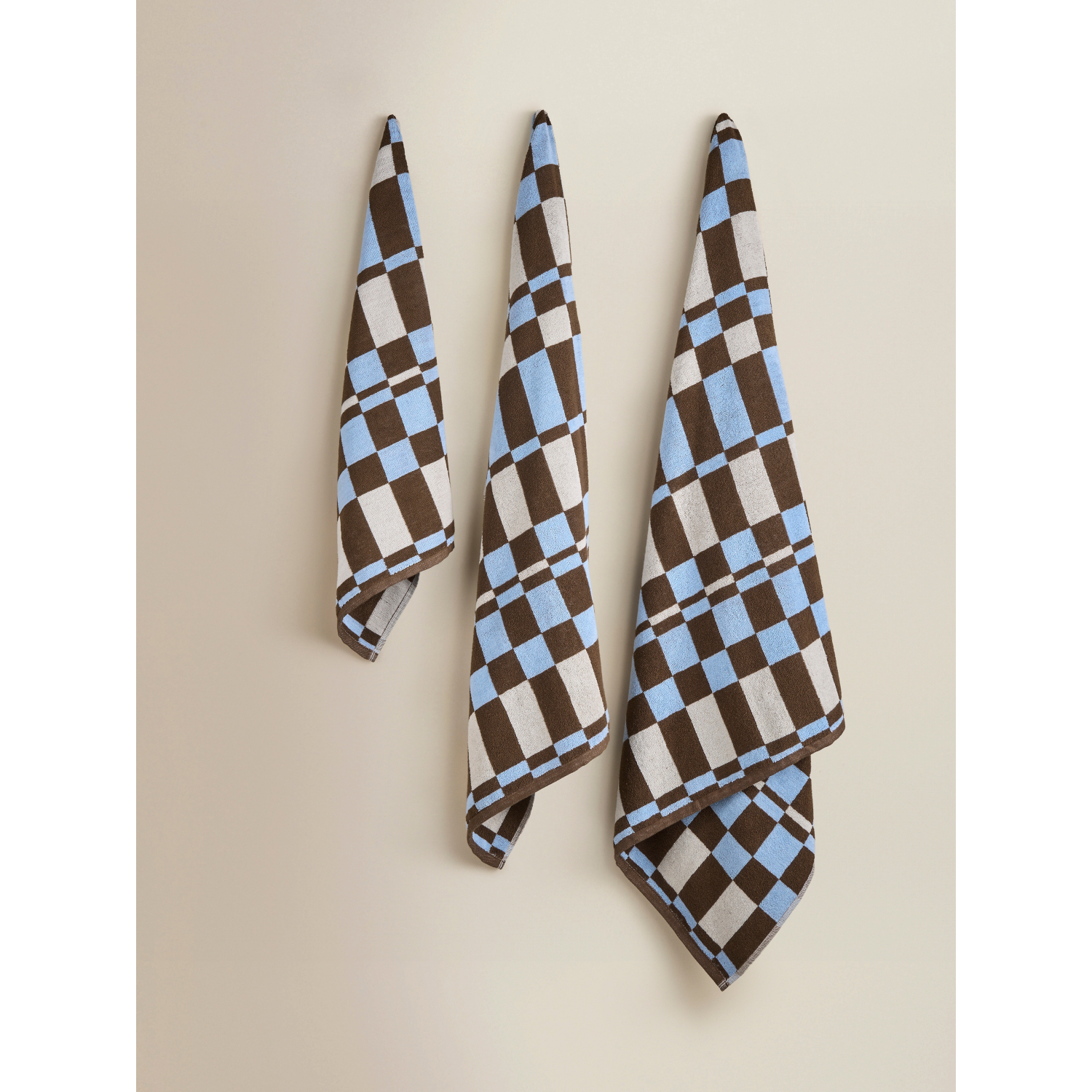 George Multi Brown & Blue Checkerboard Cotton Towel Range