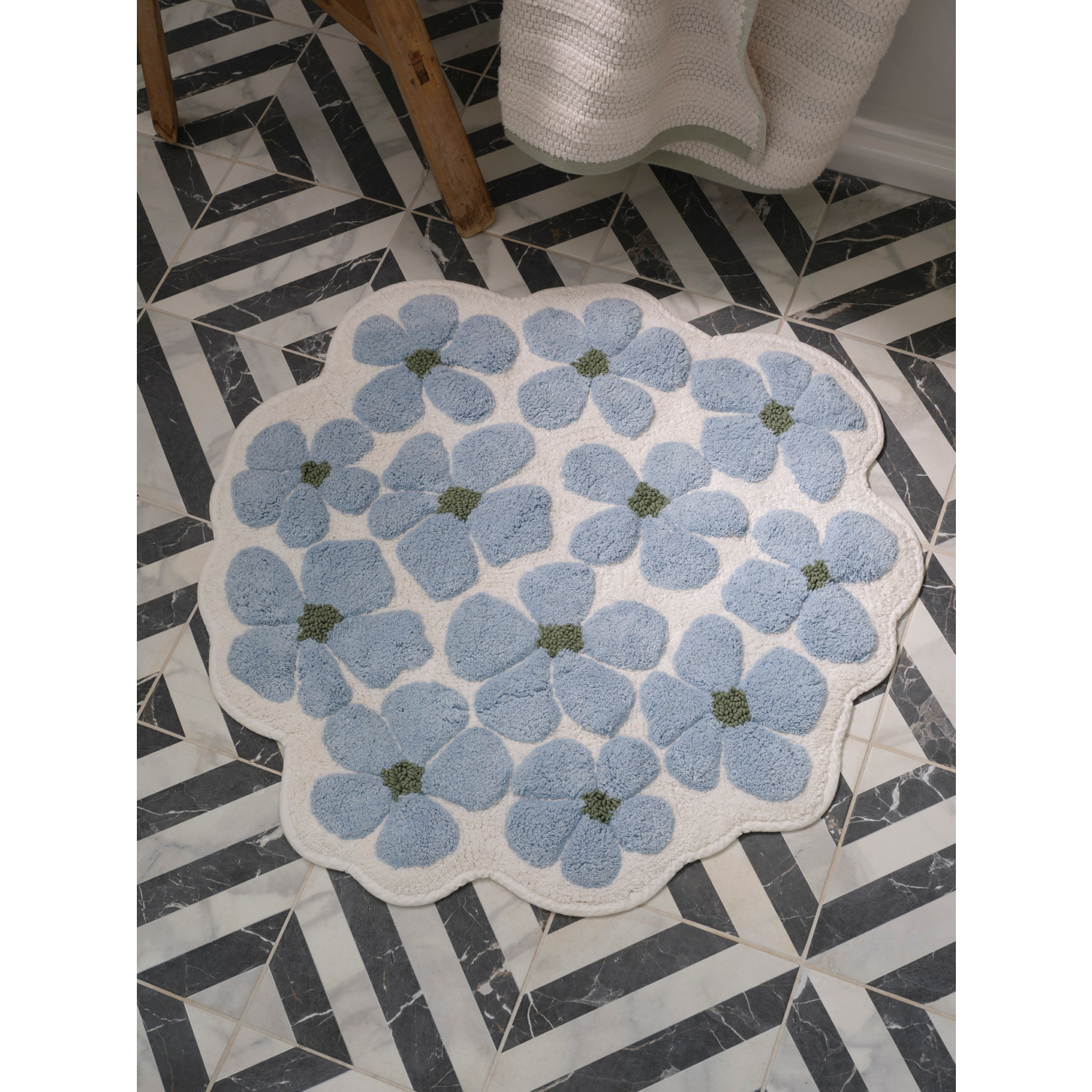 George Blue Stacey Solomon Hydrangea Cotton Bath Mat