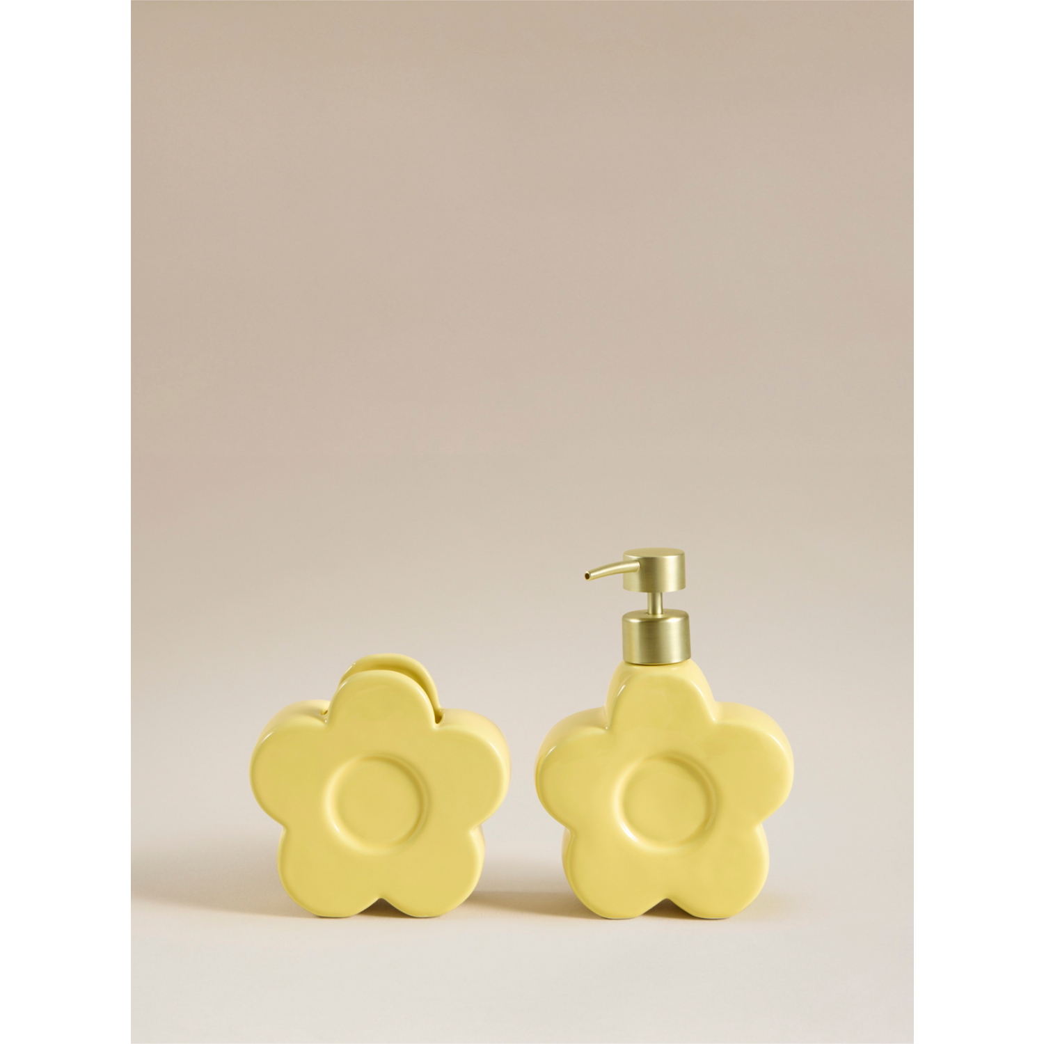 George Yellow Flower Soap Dispenser & Tumbler - Set Of 2