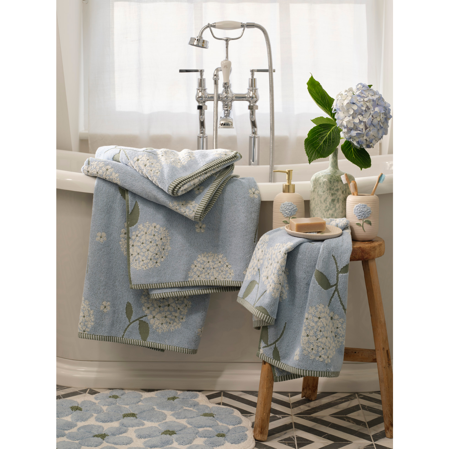 George Blue Stacey Solomon Hydrangea Cotton Towel Range