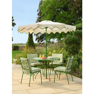 George Riviera Green and White Stripe 6 Piece Patio Set - Green & White