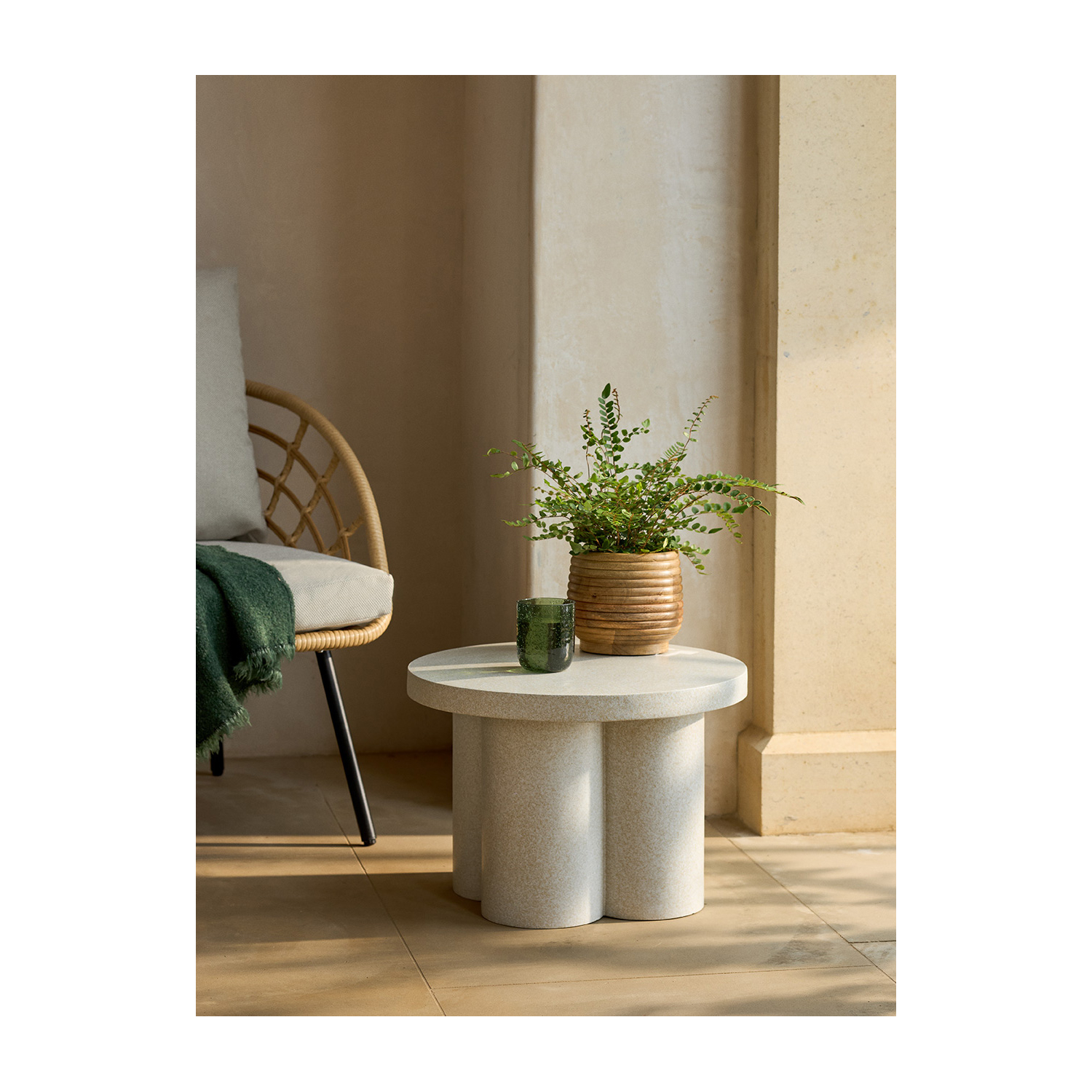 George Marble Natural Stone-Effect Resin Side Table