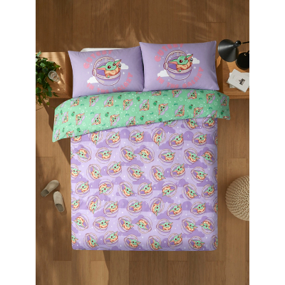 George Star Wars Grogu Galaxy Pink Reversible Duvet Set