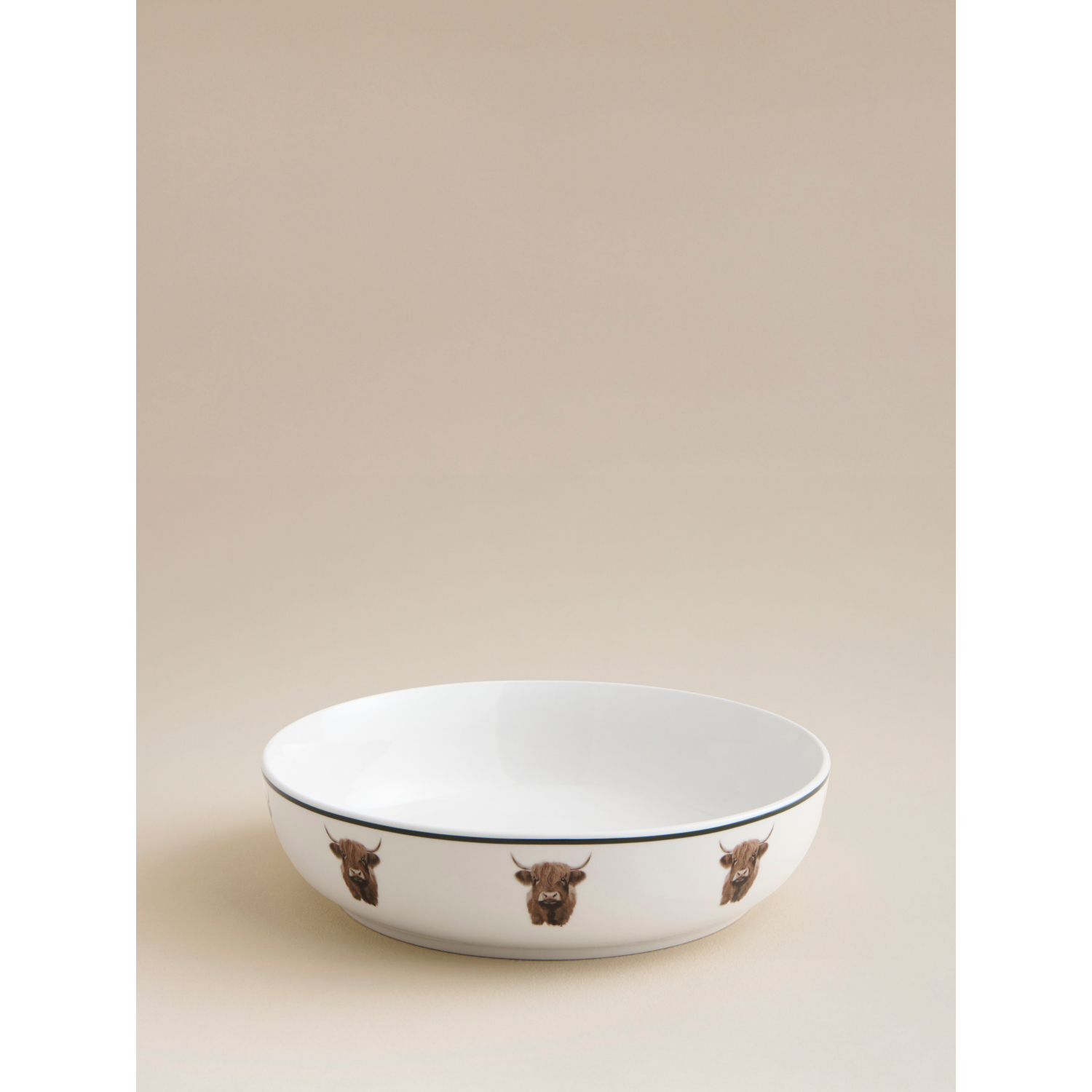 George White Highland Cow Pasta Bowl
