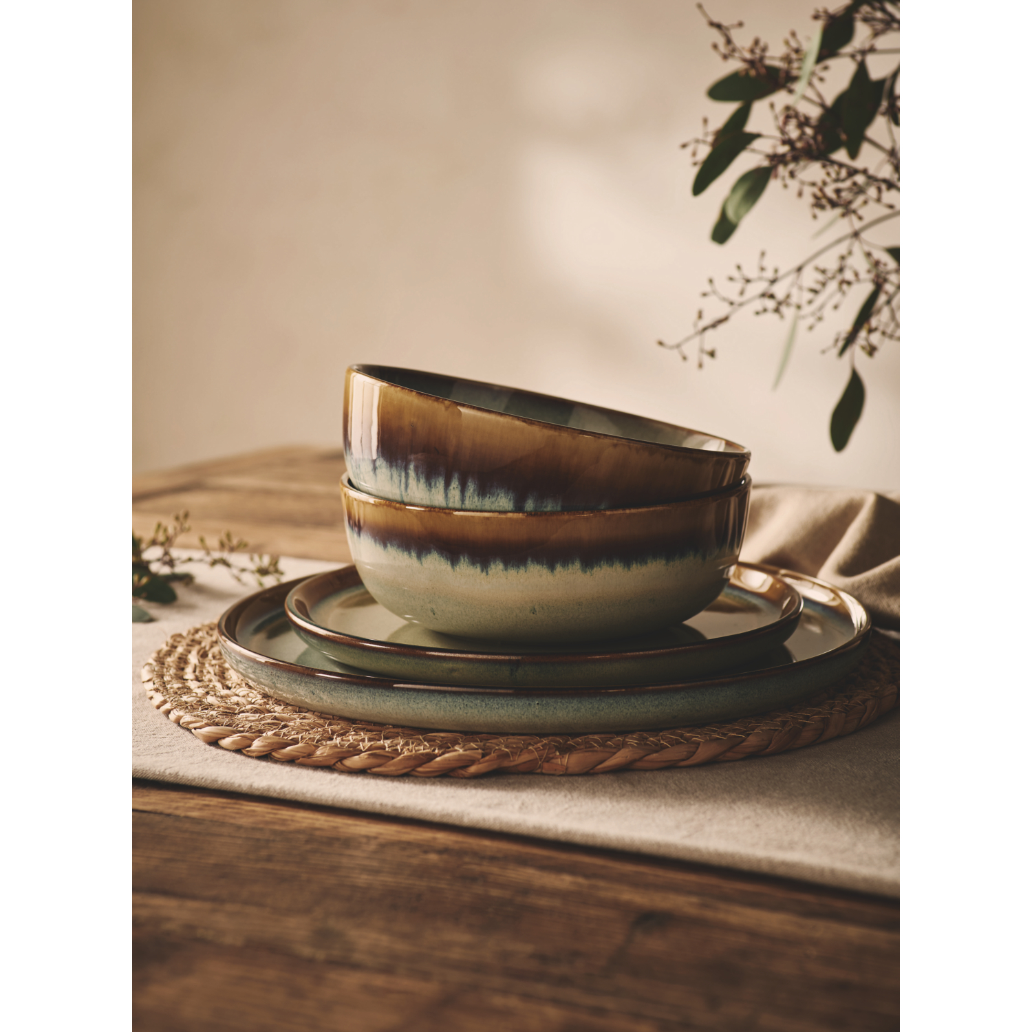 George Brown Rustic Reactive Glaze Dinner Set 12 Piece