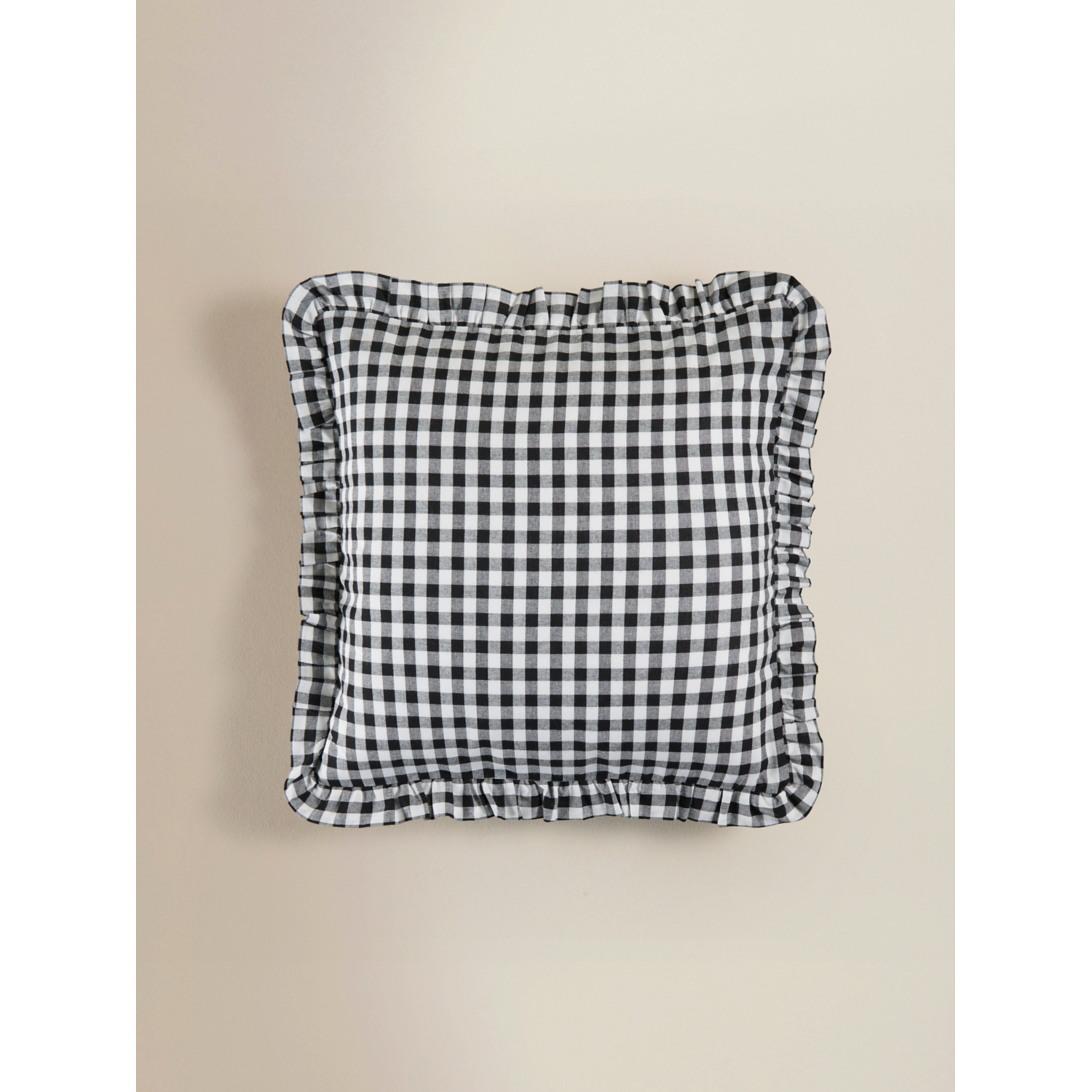 George Black & White Gingham Frill Cushion