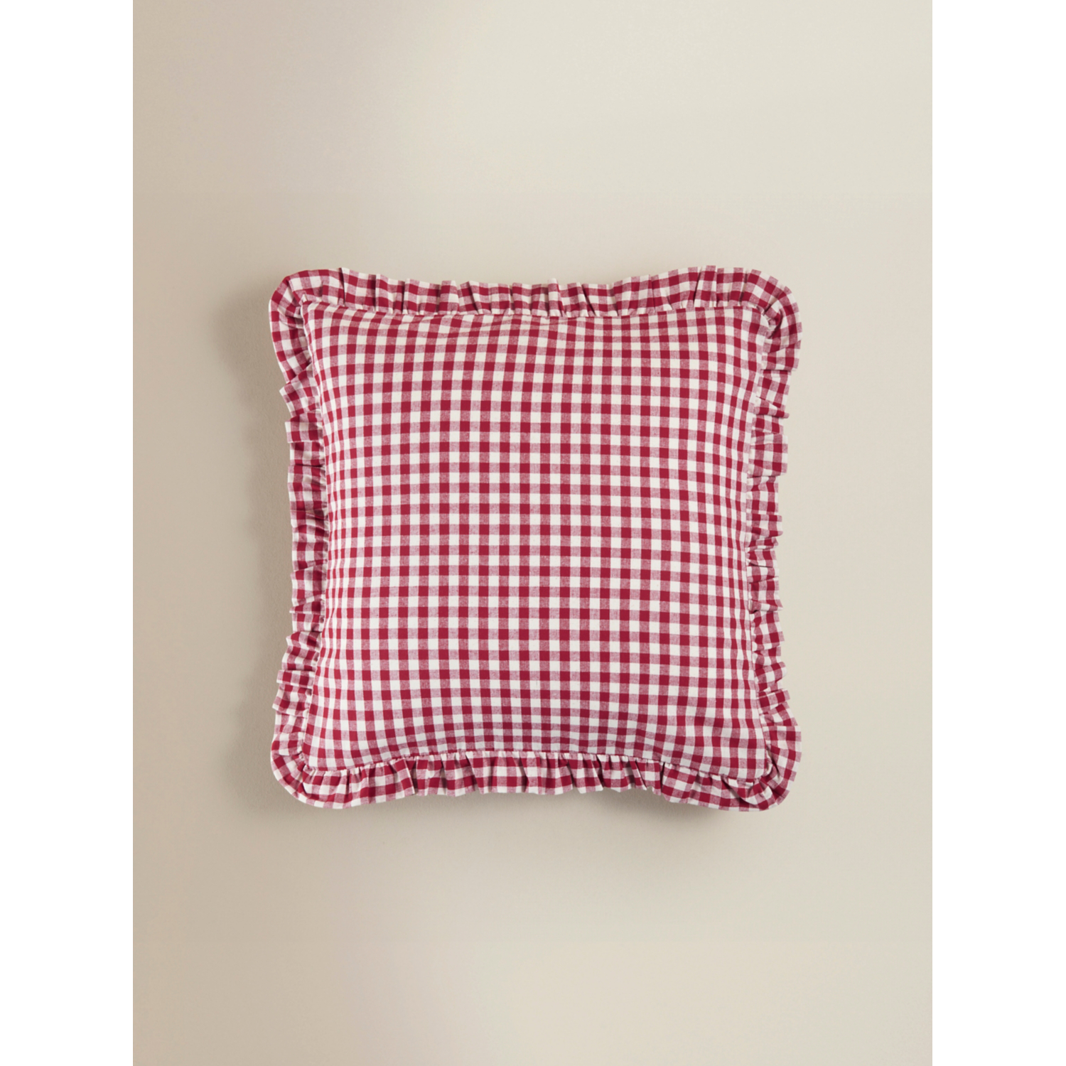 George Red Gingham Frill Cushion