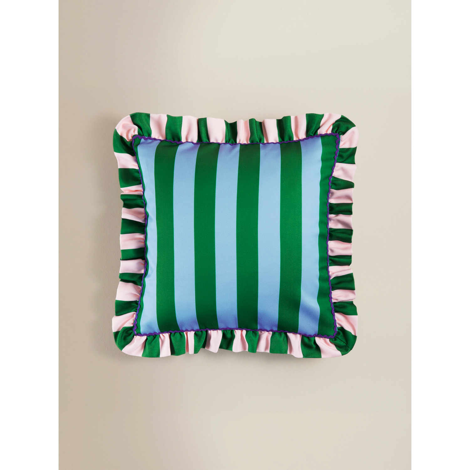 George Blue Stripe Frill Trim Cushion