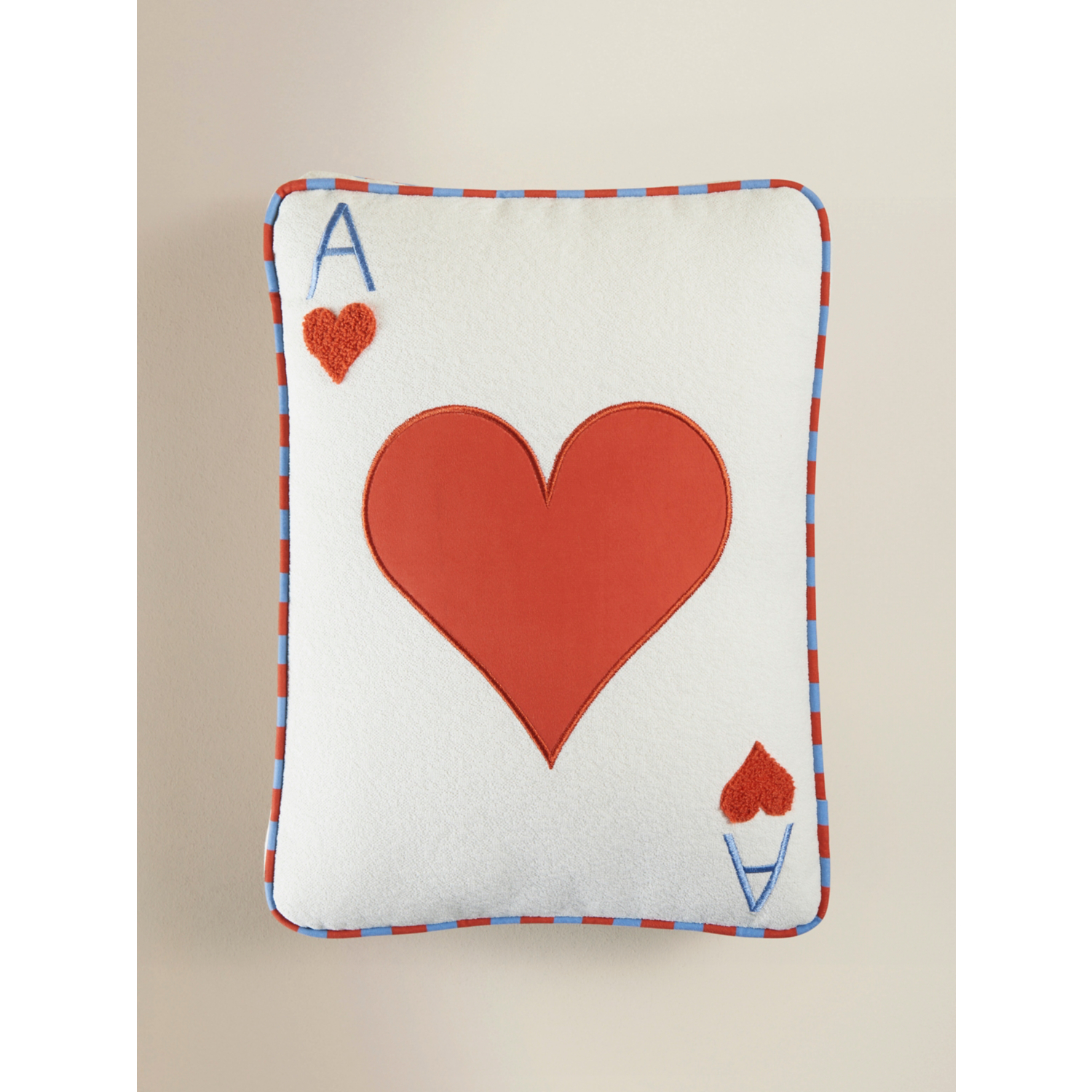 George Red Heart Playing Card-Shaped Cushion
