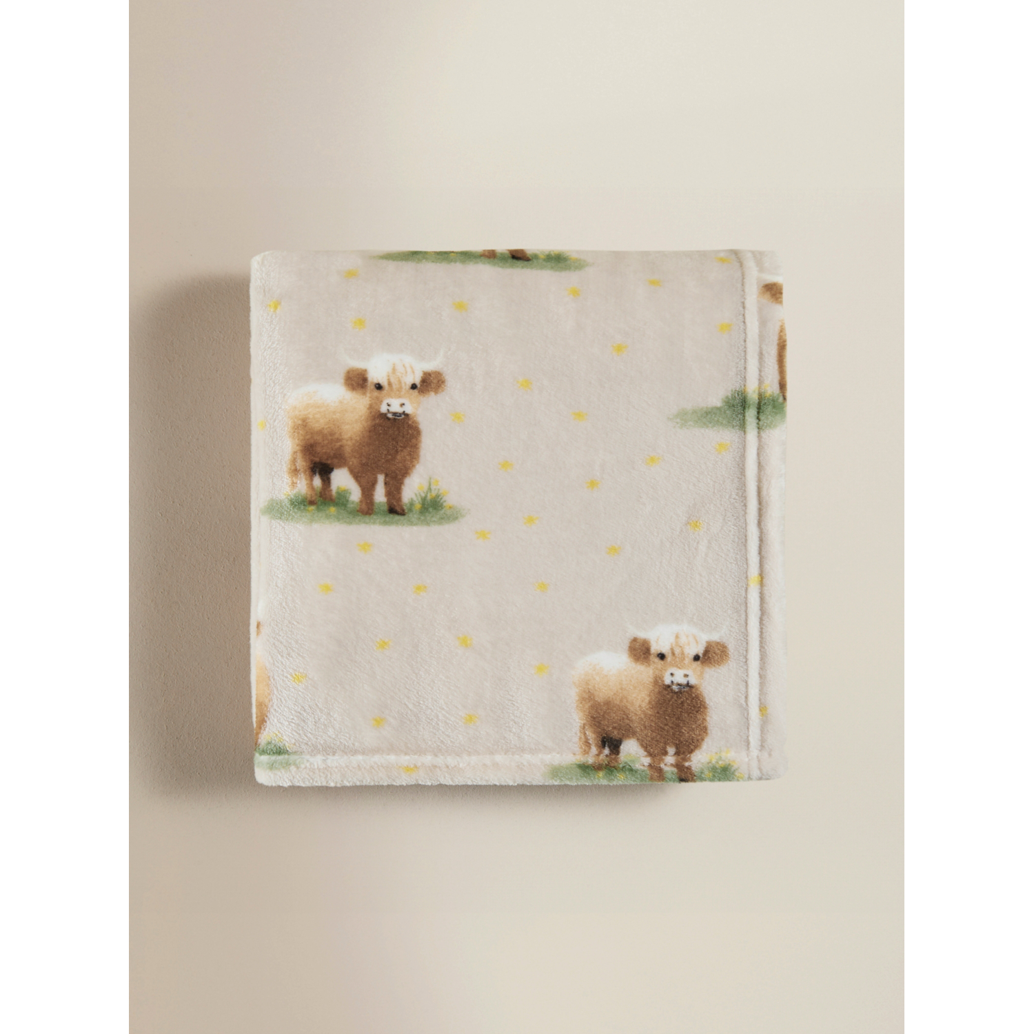 George Natural Highland Cow Daisy Super Soft Throw - 150 X 120Cm