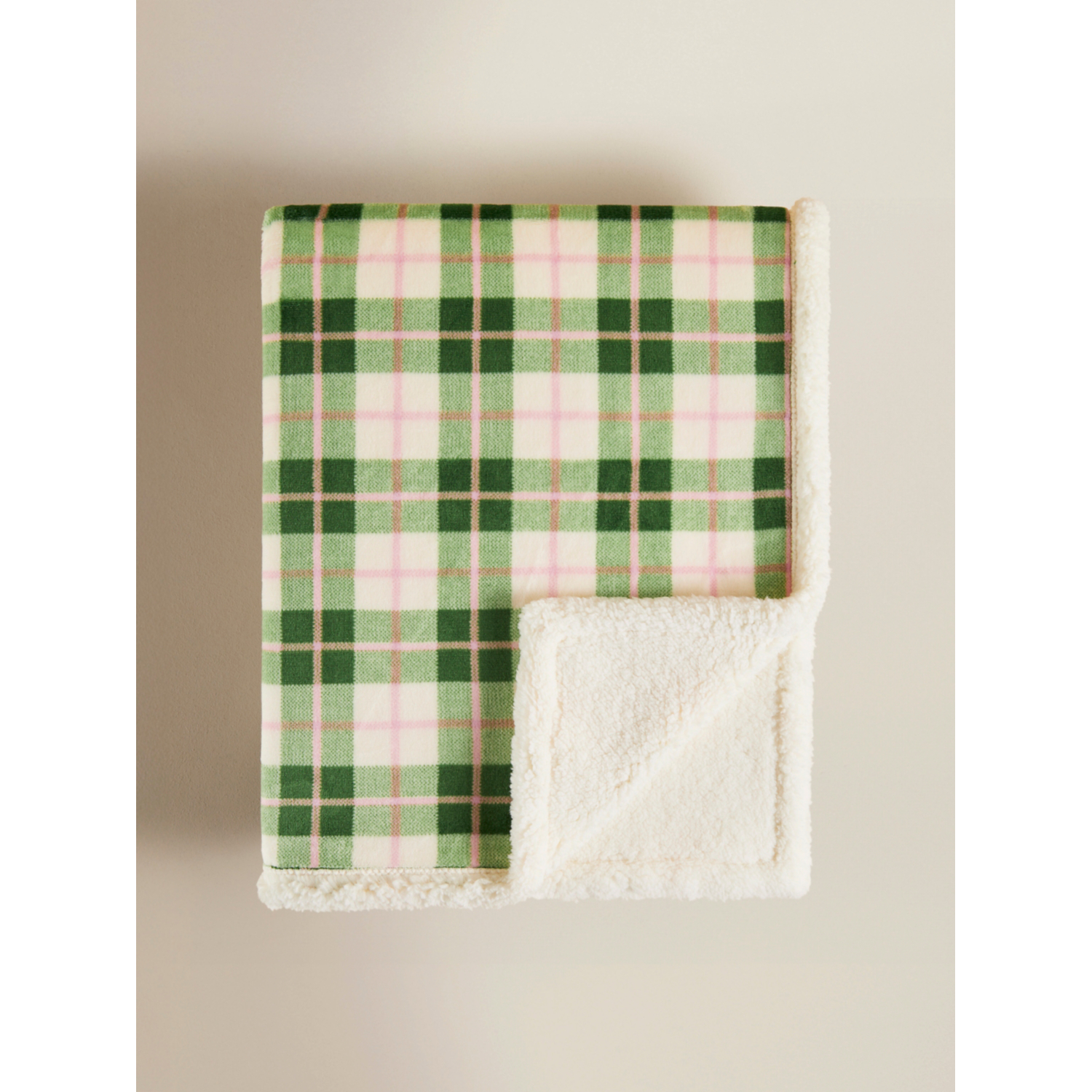 George Green Spring Check Super-Soft Sherpa Throw - 150 X 120Cm