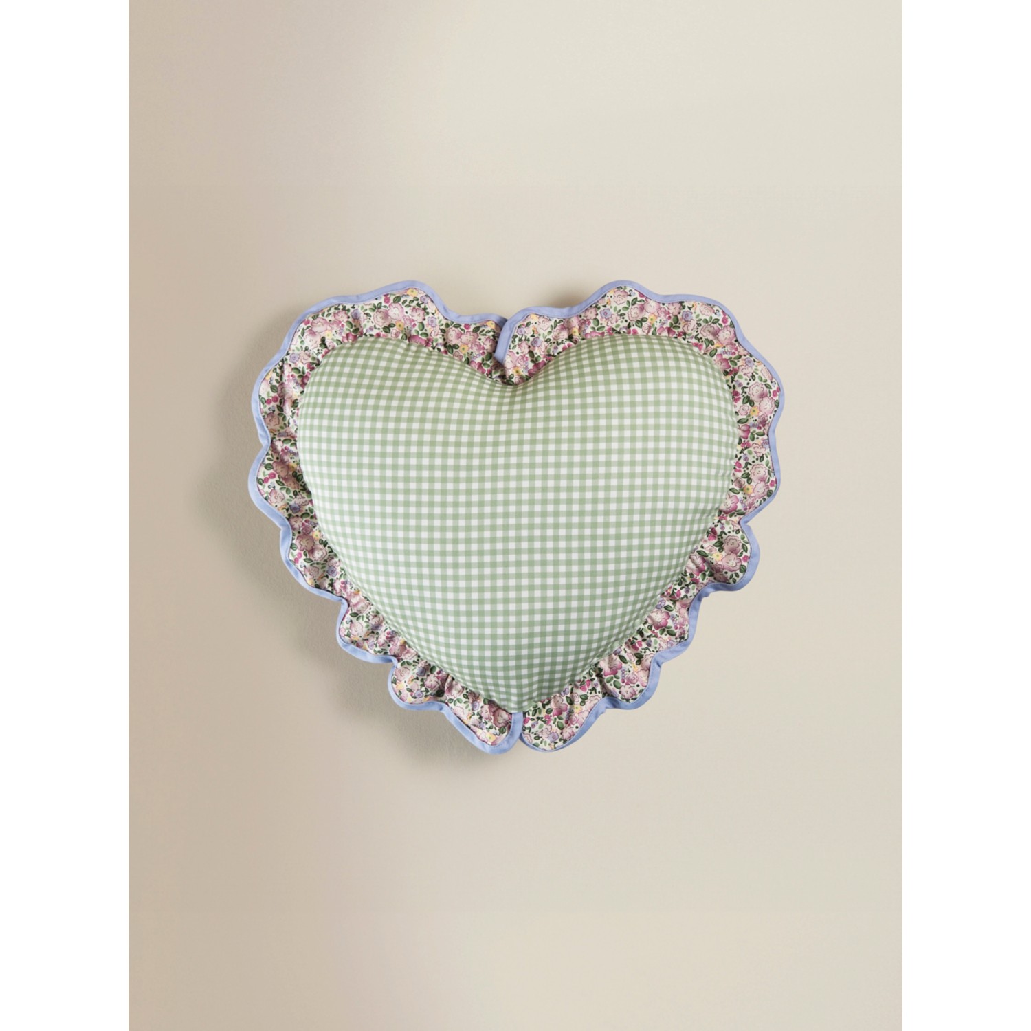 George Green Gingham Heart-Shaped Cushion