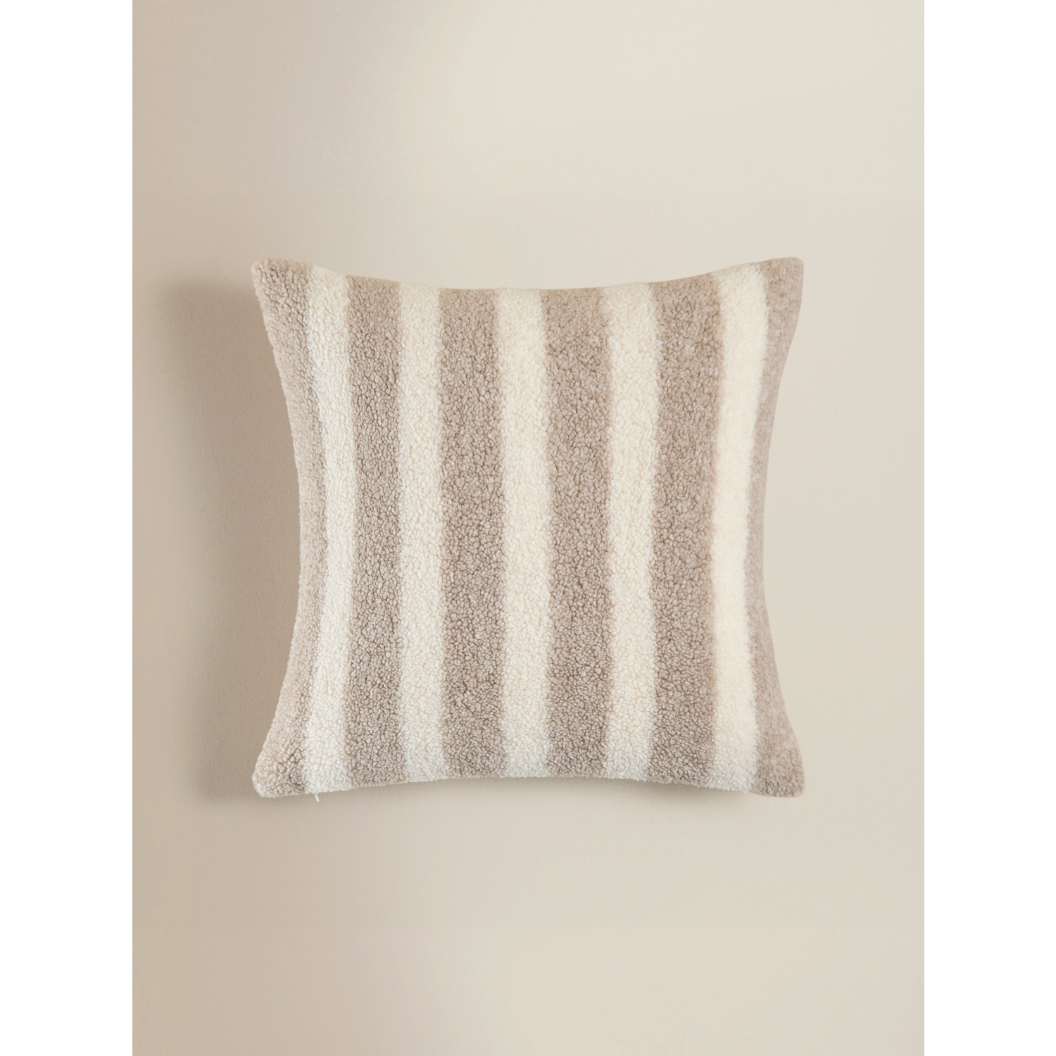 George Natural Neutral Stripe Borg Cushion