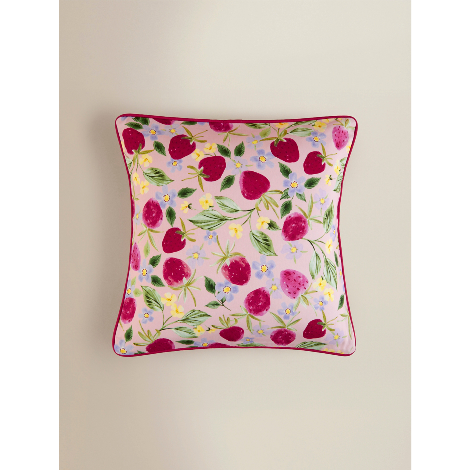 George Pink Strawberry Printed Cushion