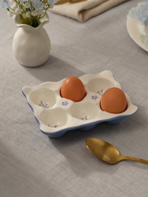 Stacey Solomon Blue & White Ditsy Floral Egg Holder | Home