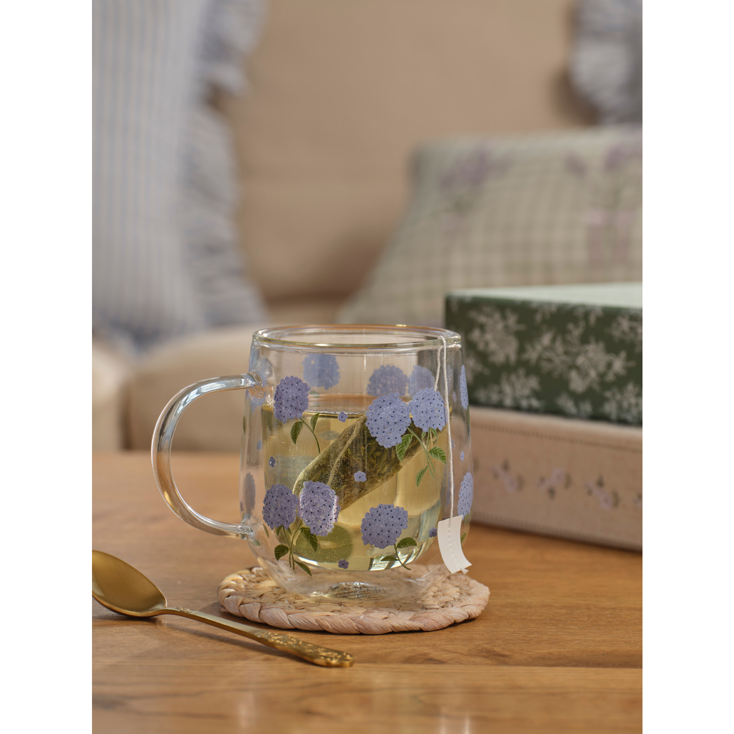 George Clear Stacey Solomon Hydrangea Double Wall Glass Mug