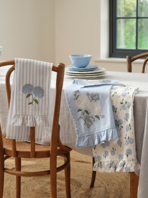 Stacey Solomon Blue & White Hydrangea Cotton Tea Towels | Home