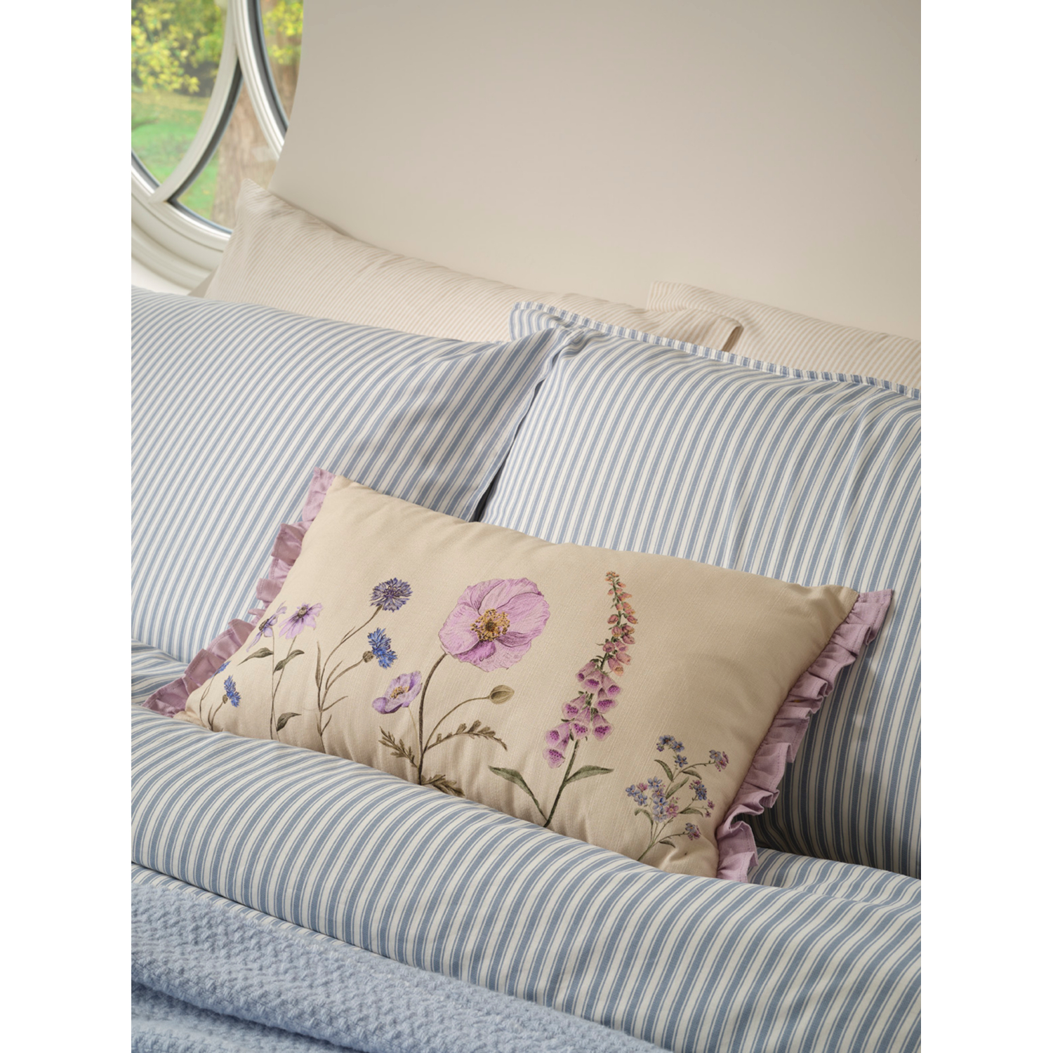 George Natural Stacey Solomon Lilac Wildflower Print Cushion