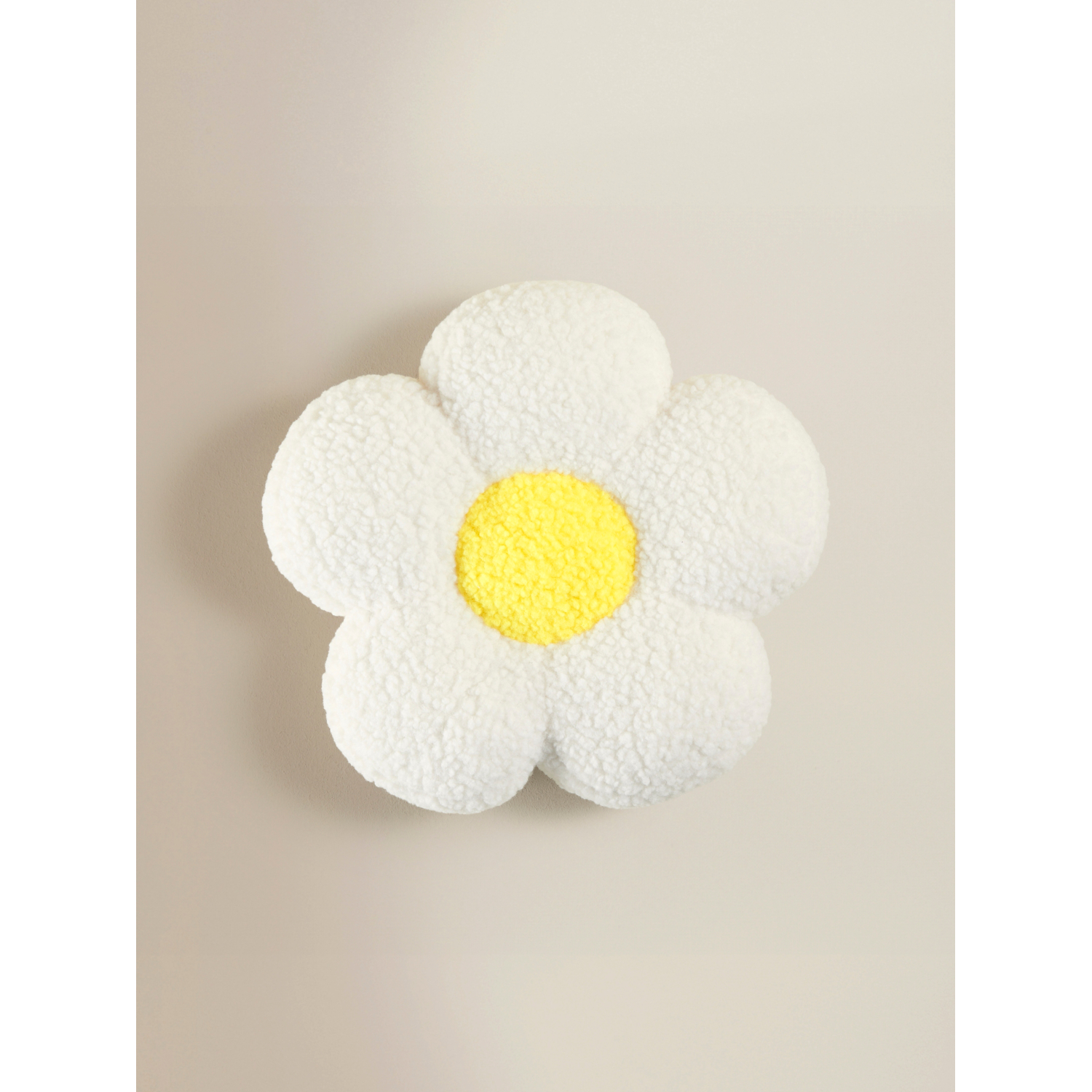 George Cream Flower-Shaped Borg Cushion