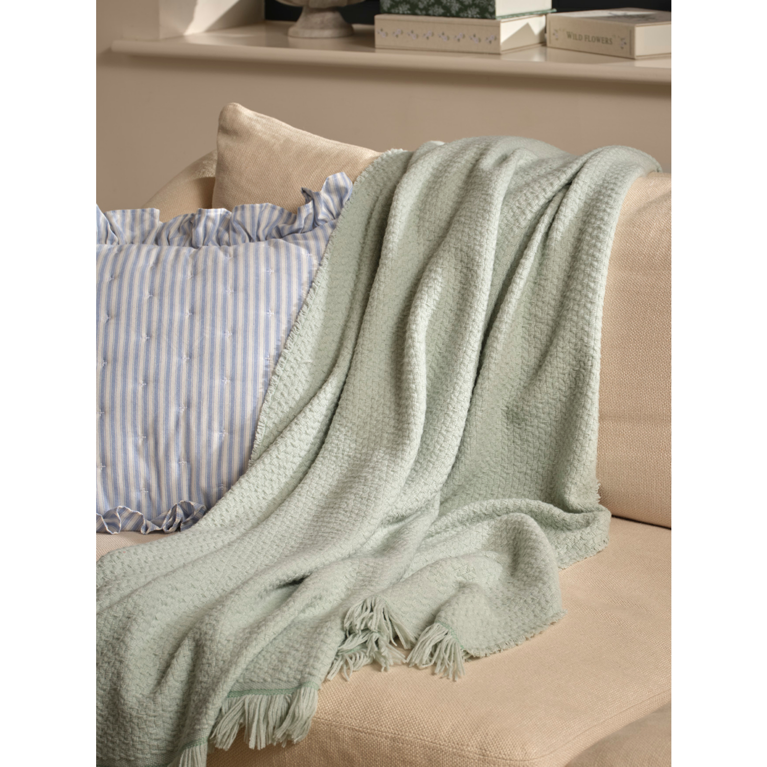 George Duck Egg Stacey Solomon Herringbone Throw - 150 X 120Cm