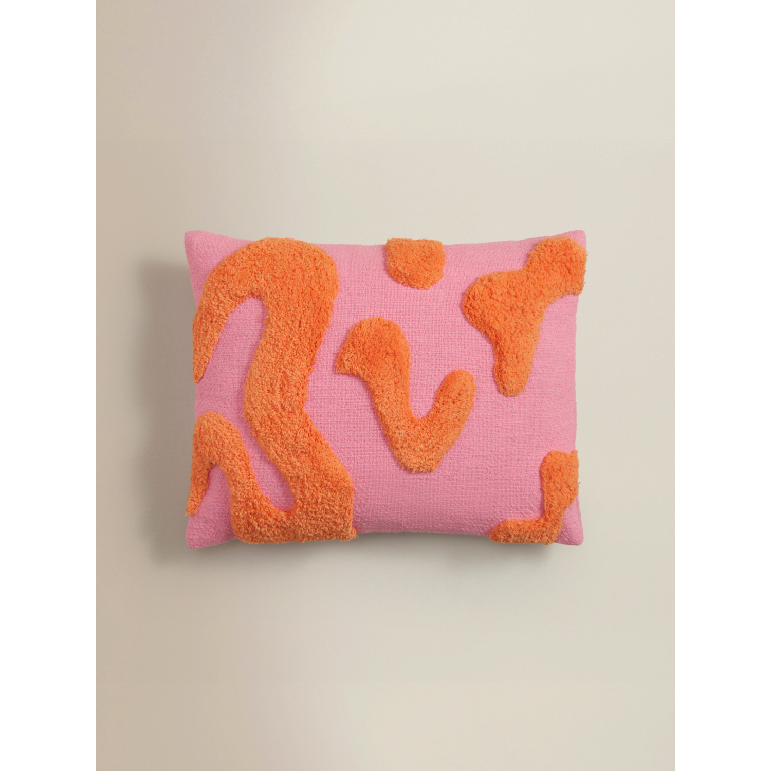 George Multi Pink & Orange Tufted Squiggle Cushion