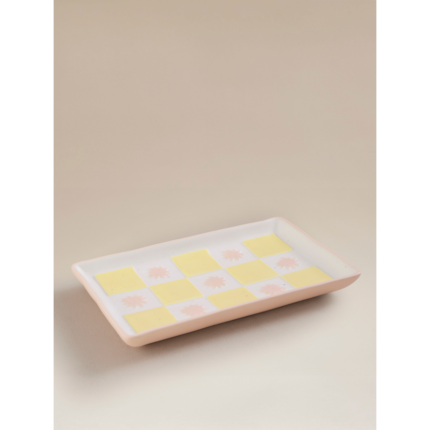 George Yellow Checkerboard Trinket Tray