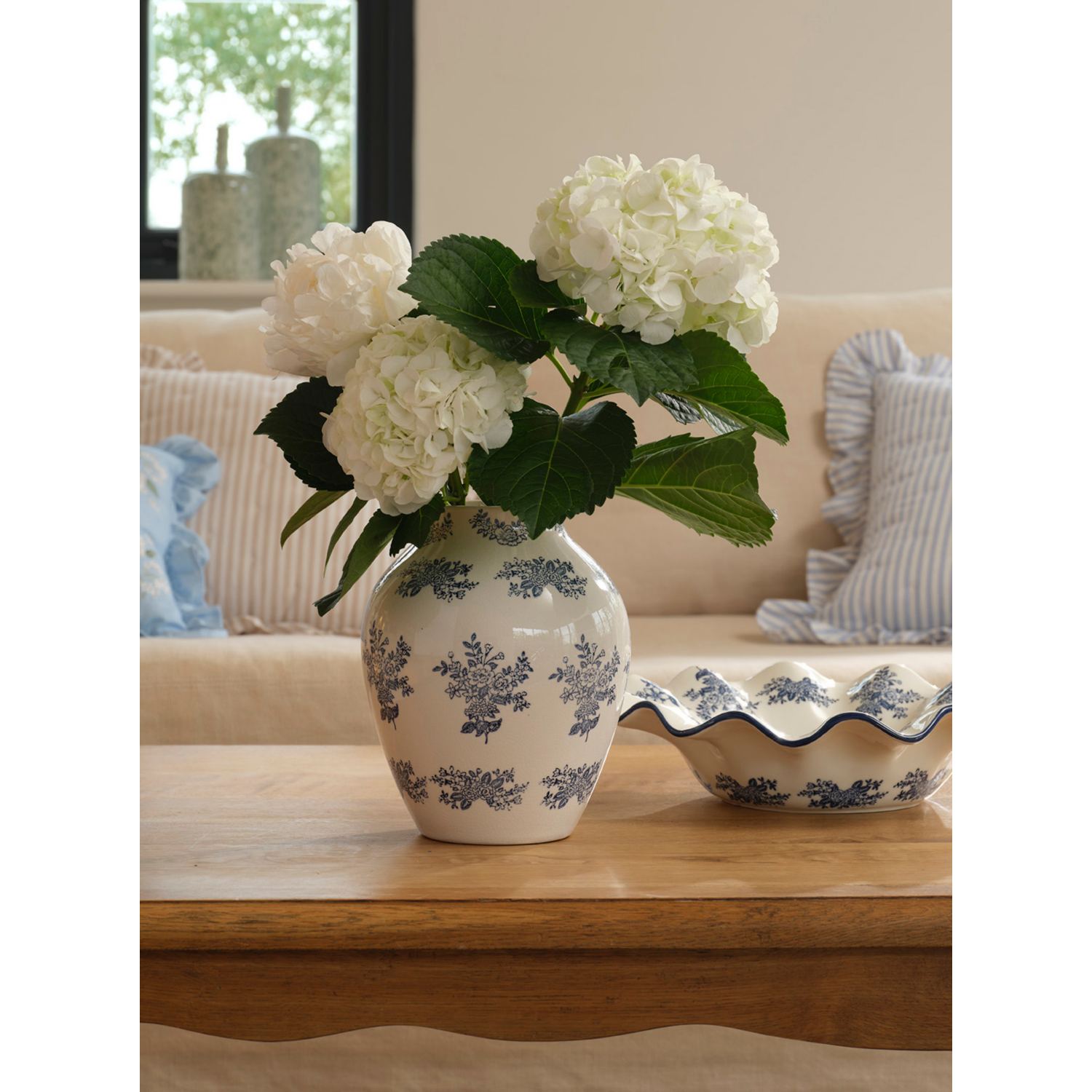 George Blue & White Stacey Solomon Vintage Etched Flower Vase