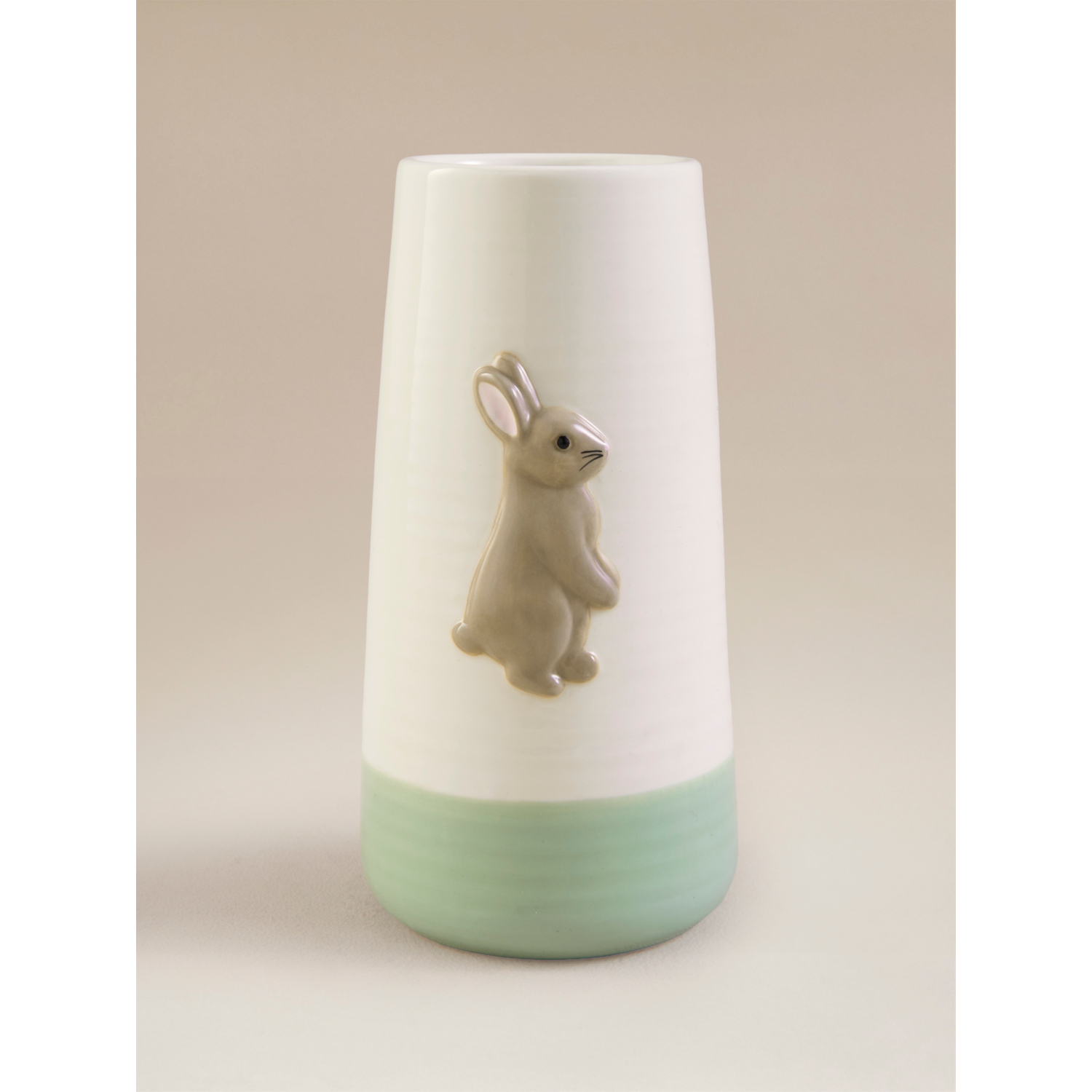 George Beige Ceramic Bud Vase With Bunny Detail