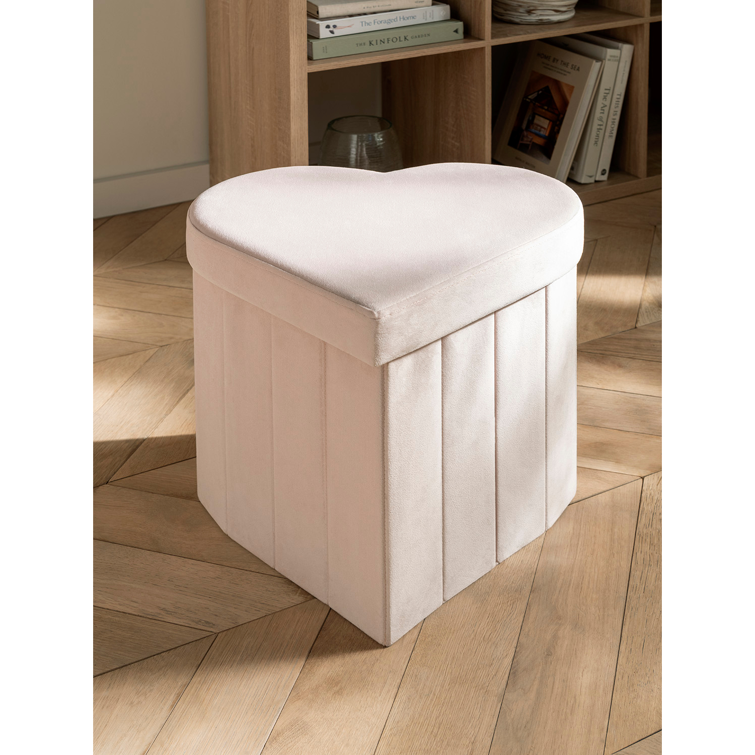 George Pink Heart Foldable Storage Ottoman
