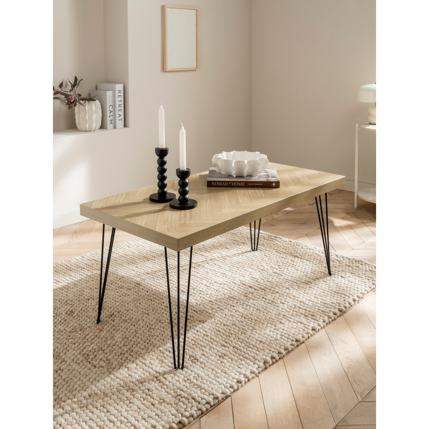 George Natural Herringbone Wooden Coffee Table