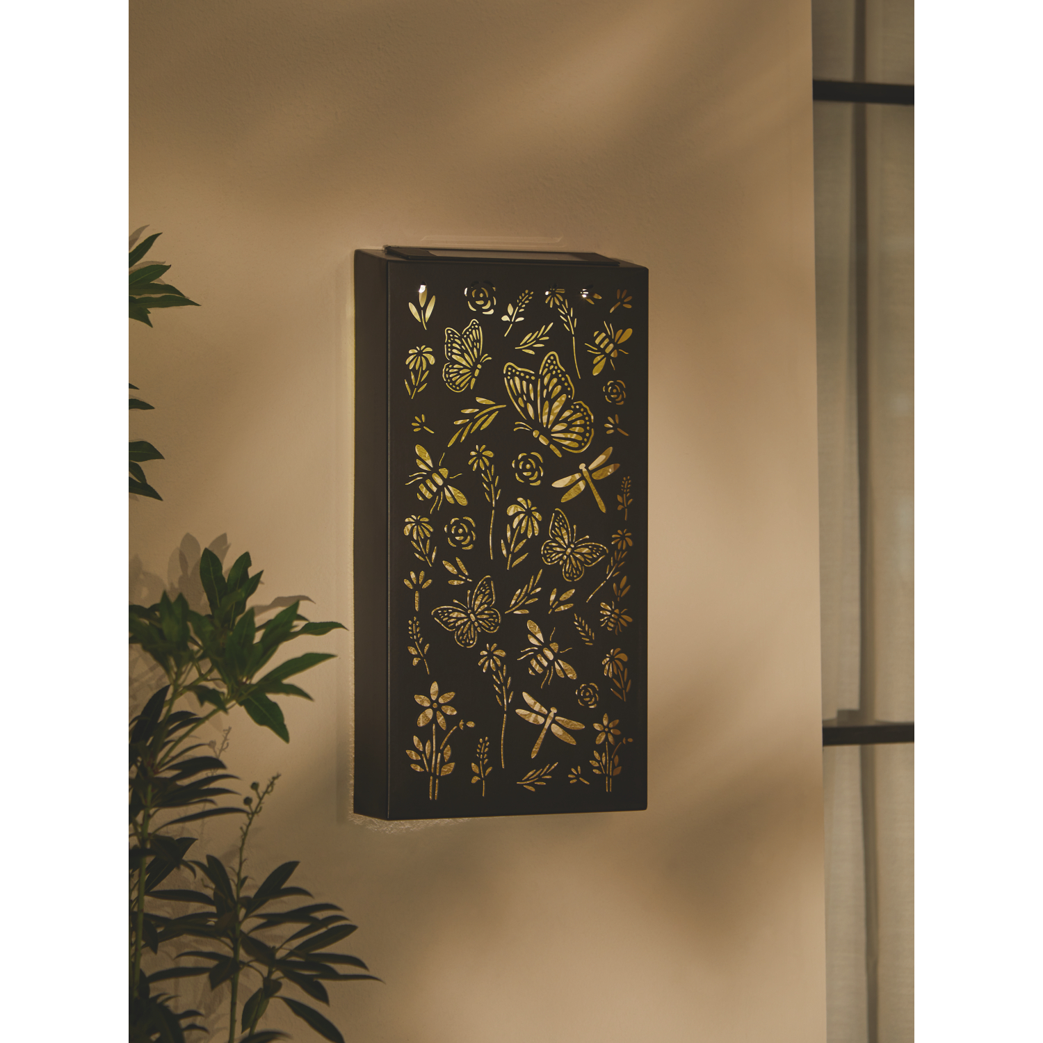 George Black Bee & Butterfly Wall Panel Solar Light