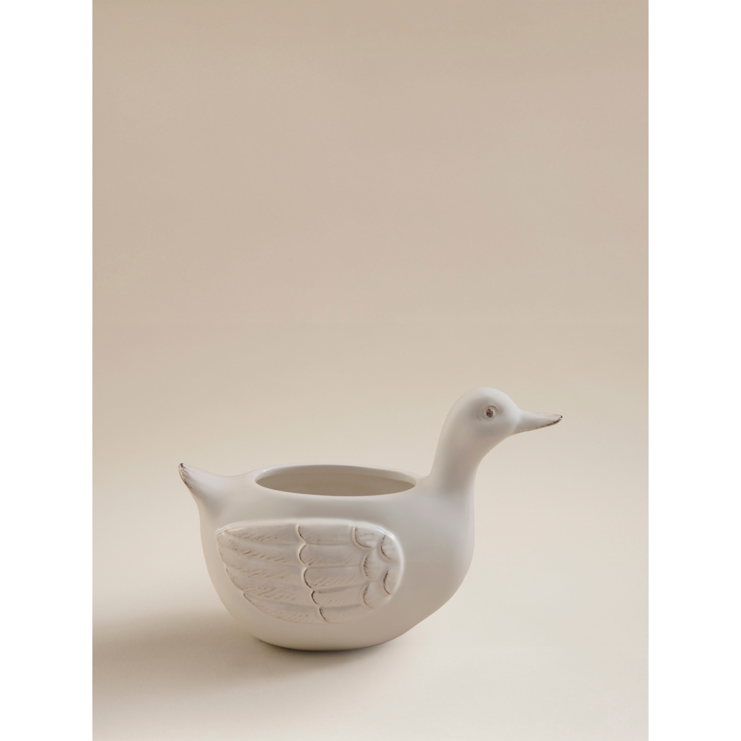 George White Ceramic Duck Planter