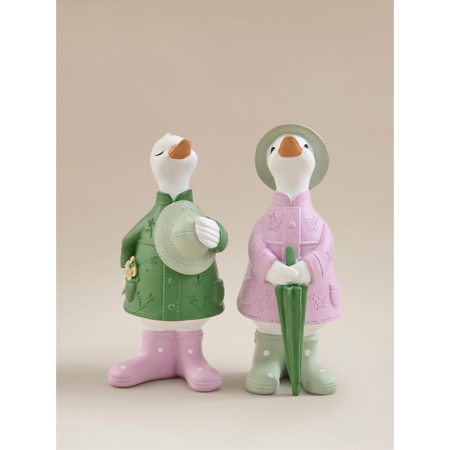 George Multi Raincoat Duck Ornament - Set Of 2