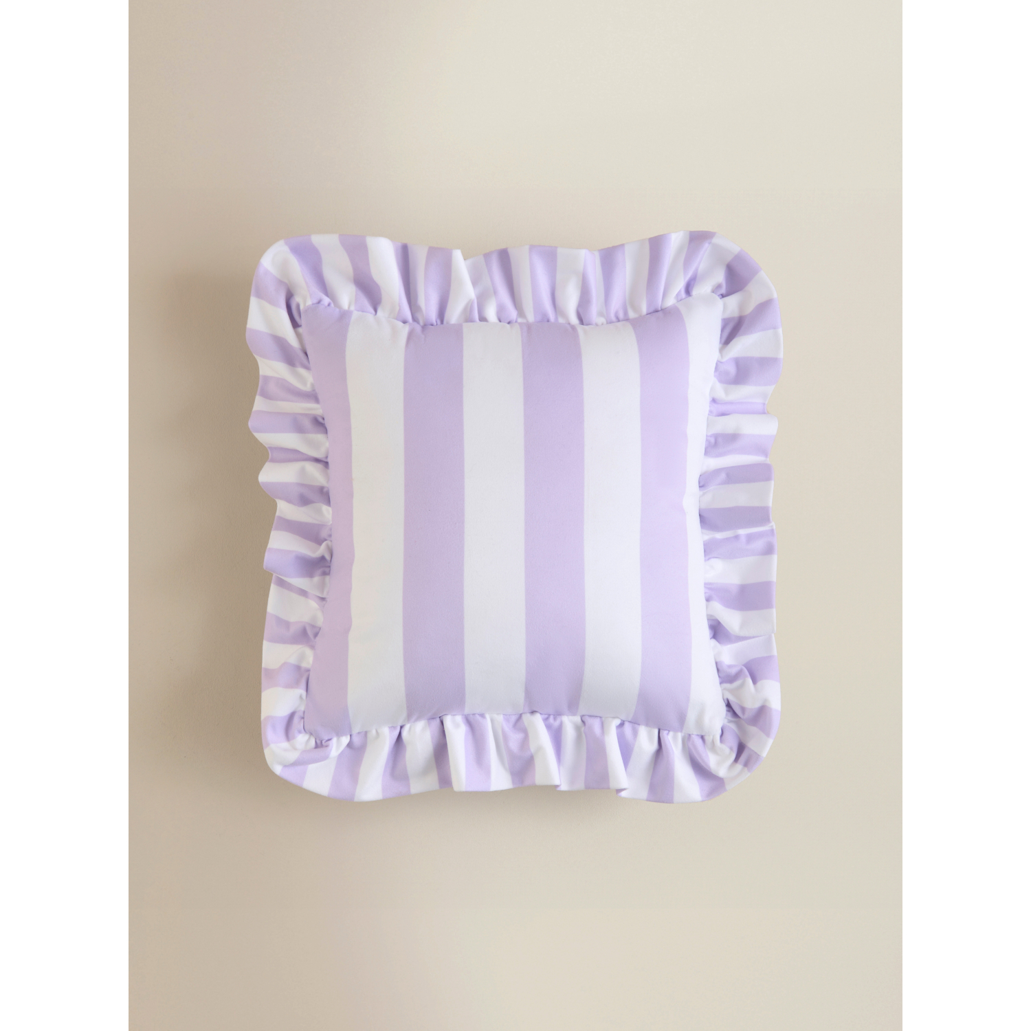 George Lilac Stripe Frill Trim Cushion