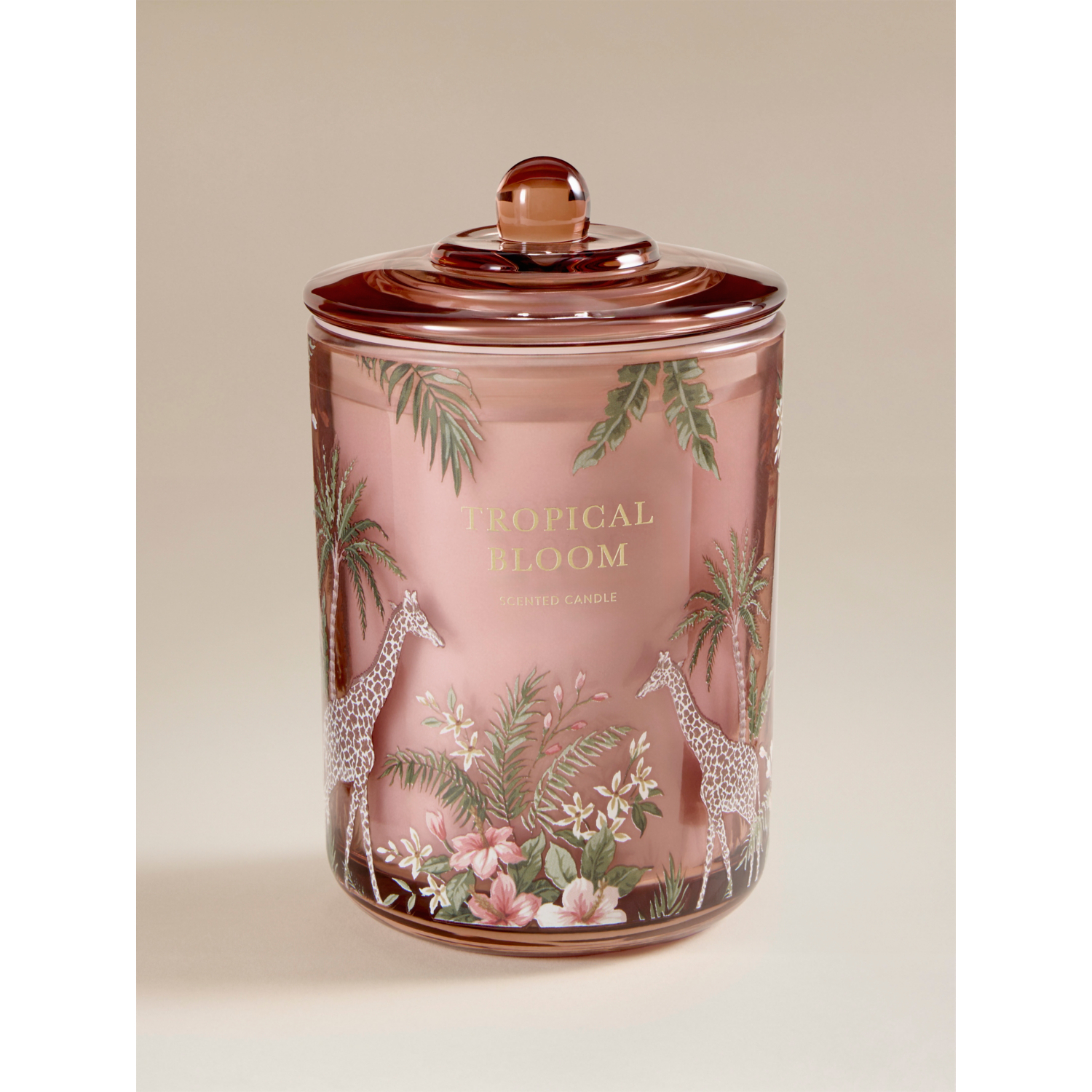 George Pink Botanical Tropical Bloom Large Candle
