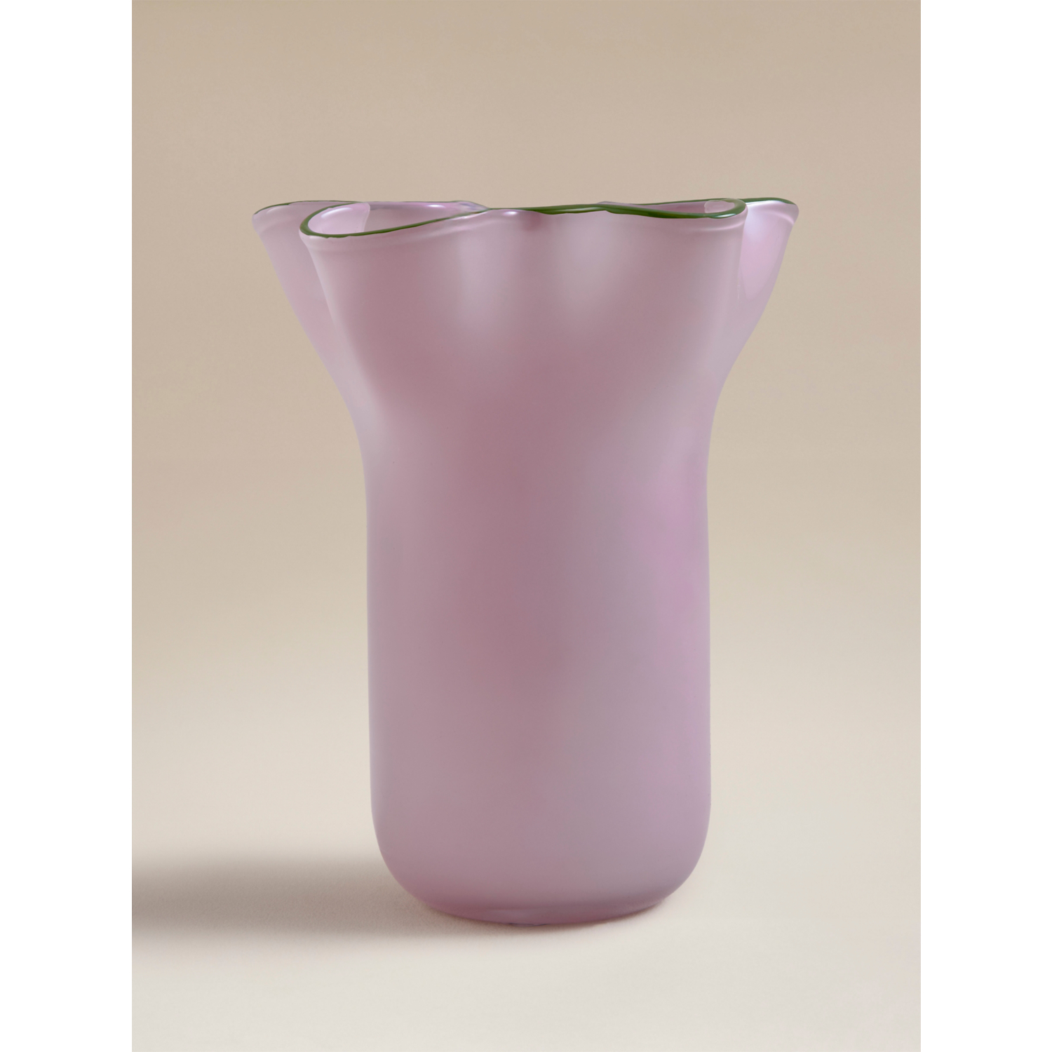 George Pink & Green Wavy Edge Glass Vase