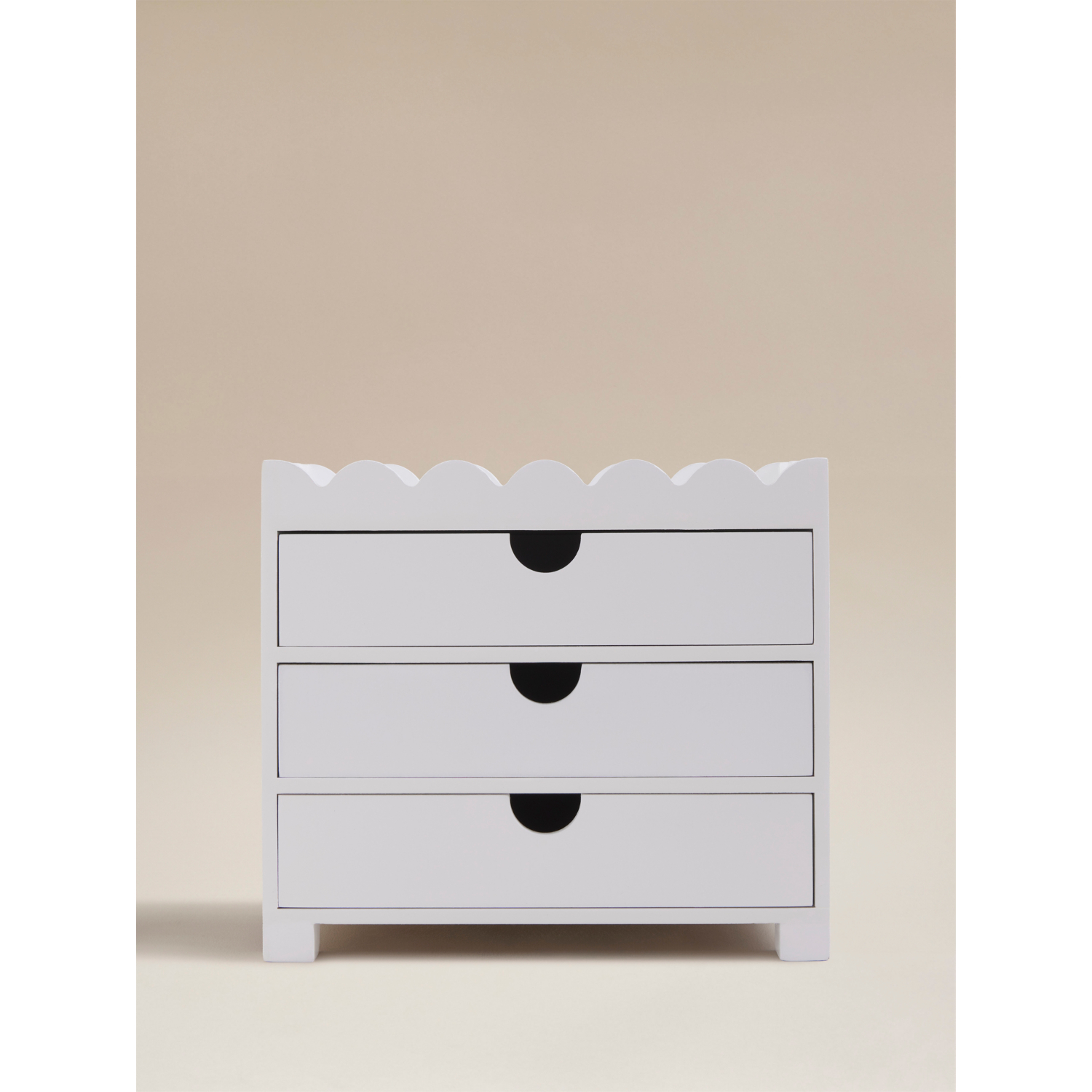 George White Scalloped 3 Drawer Storage Box