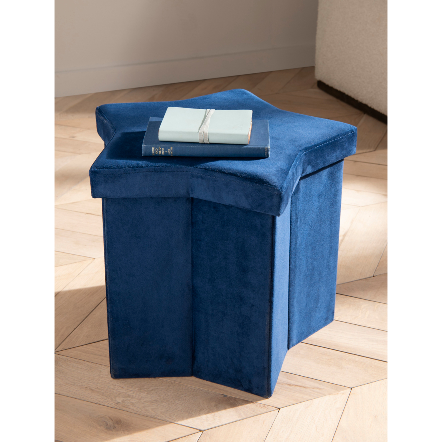 George Navy Star Foldable Storage Ottoman