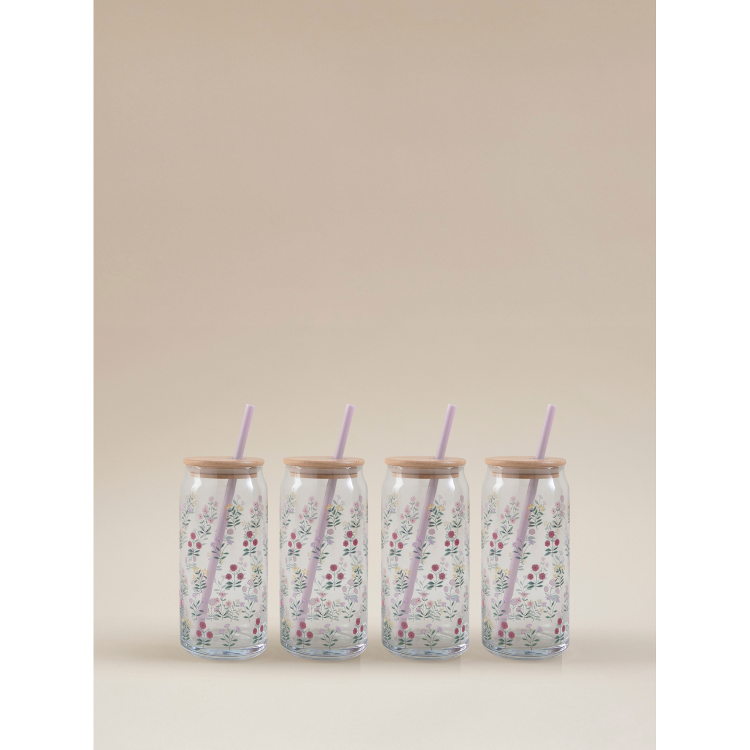 George Multi Floral Mason Jar - Set Of 4