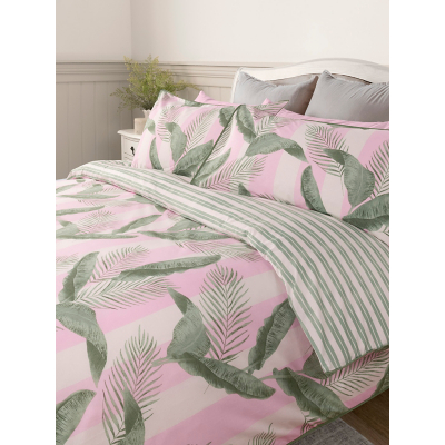 George Stacey Solomon Pink & Green Palm Stripe Cotton Duvet Set