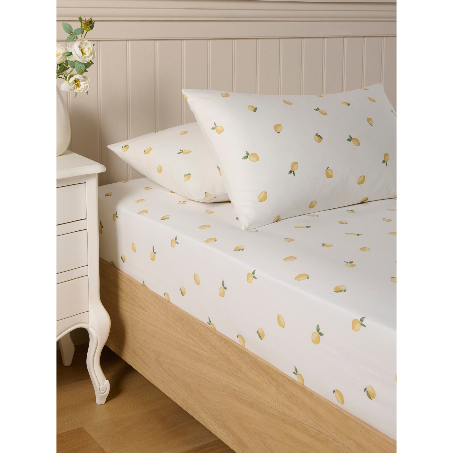 George White & Yellow Stacey Solomon Yellow & White Lemon Cotton Pillowcase Pair