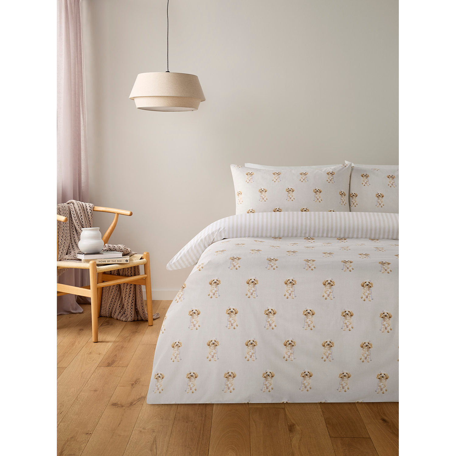 George Beige & White Cockapoo Reversible Duvet Set