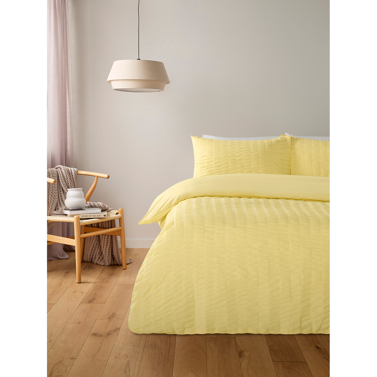 George Yellow Seersucker Reversible Duvet Set