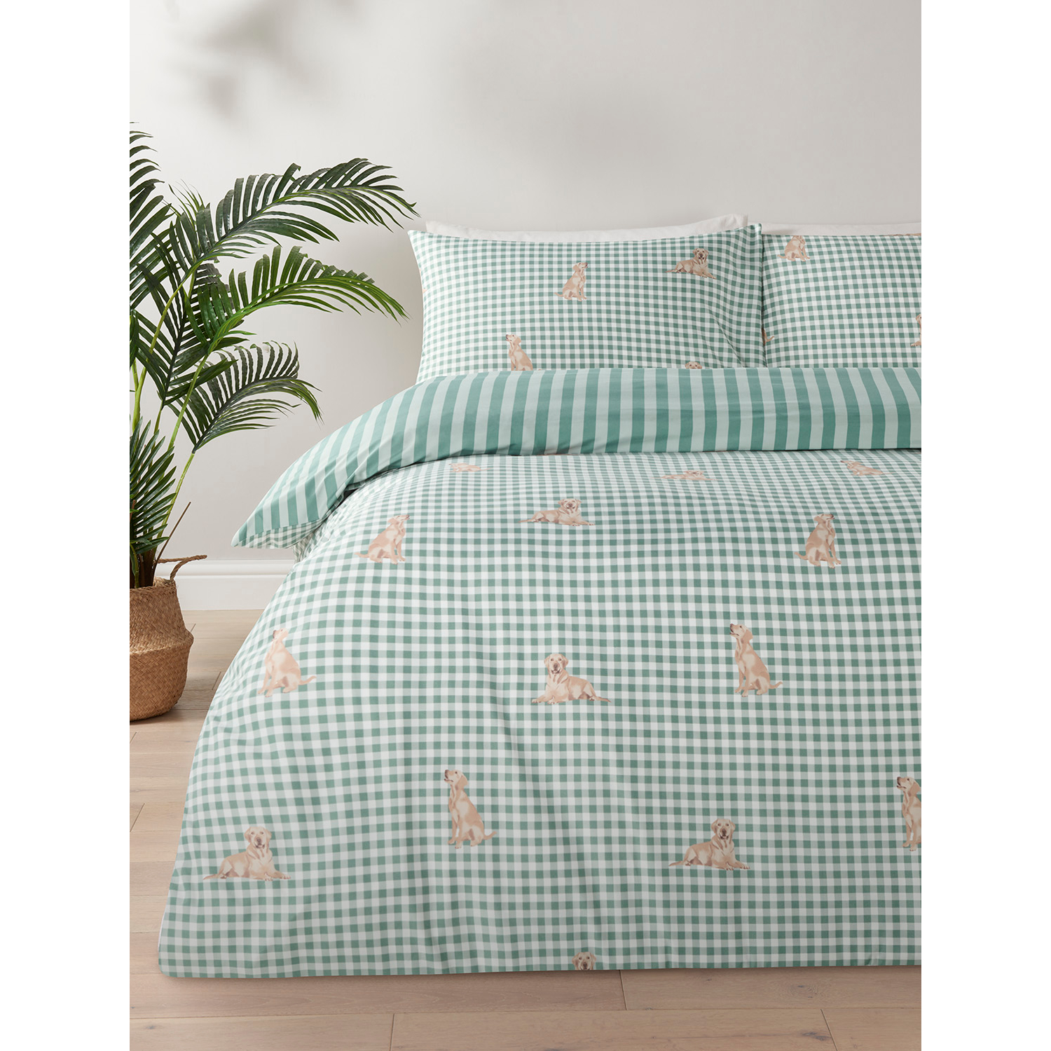 George Green & White Golden Labrador Reversible Duvet Set