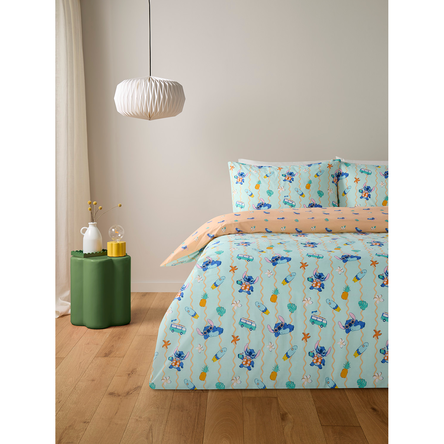 Disney Blue & White Stitch Summer Reversible Duvet Set