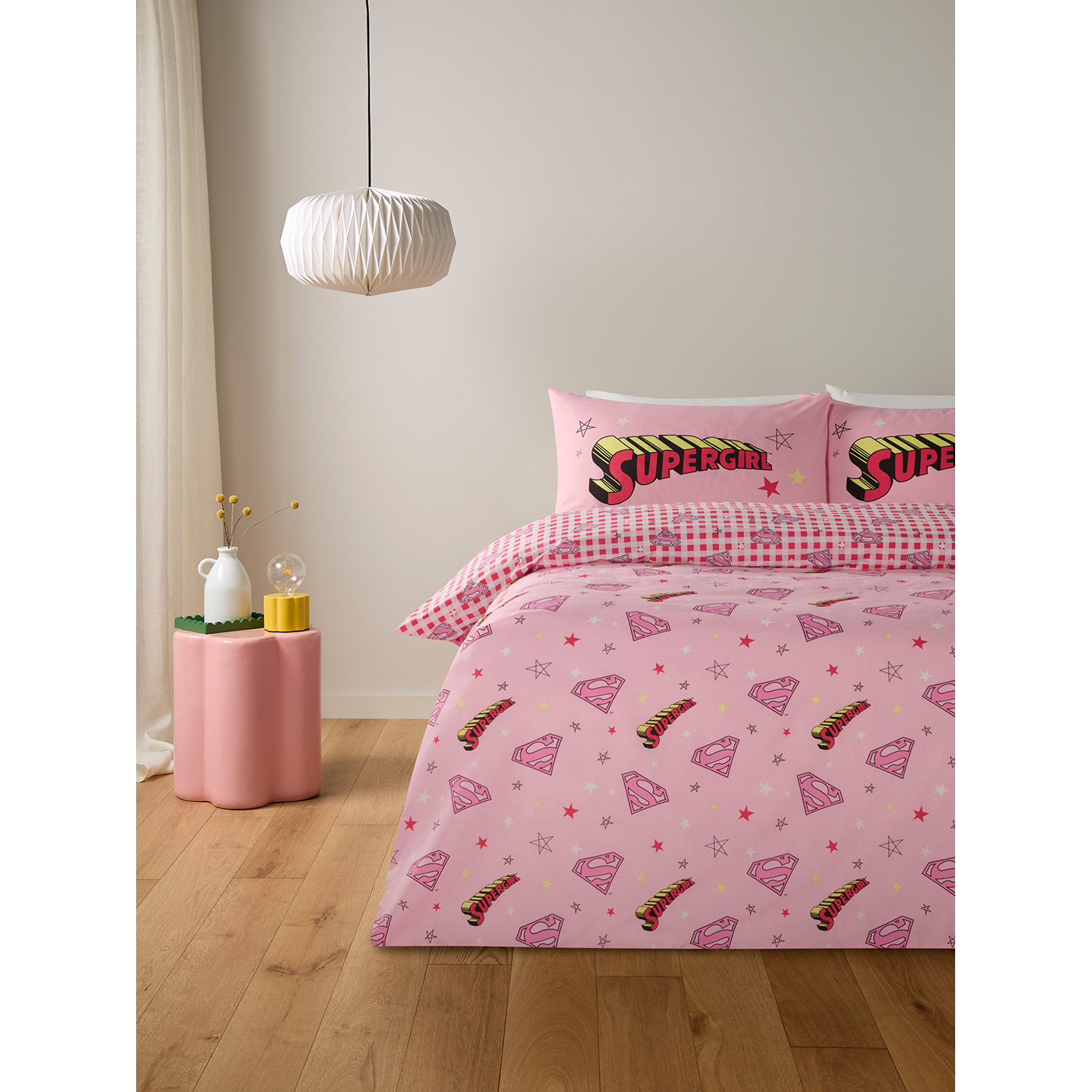 George Pink Warner Bros. Super Girl Reversible Duvet Set